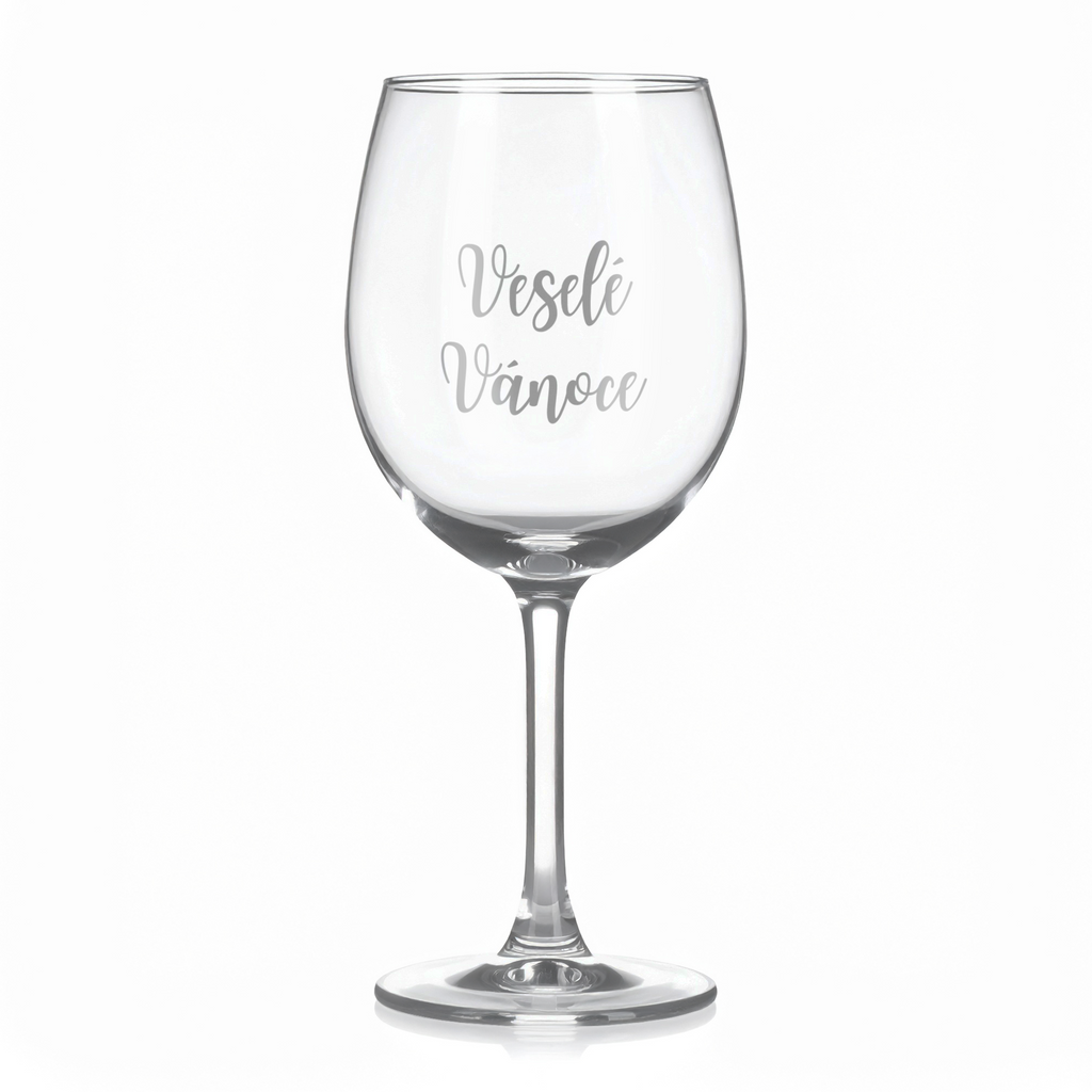 Sklenice na víno s gravírovaným textem Veselé Vánoce