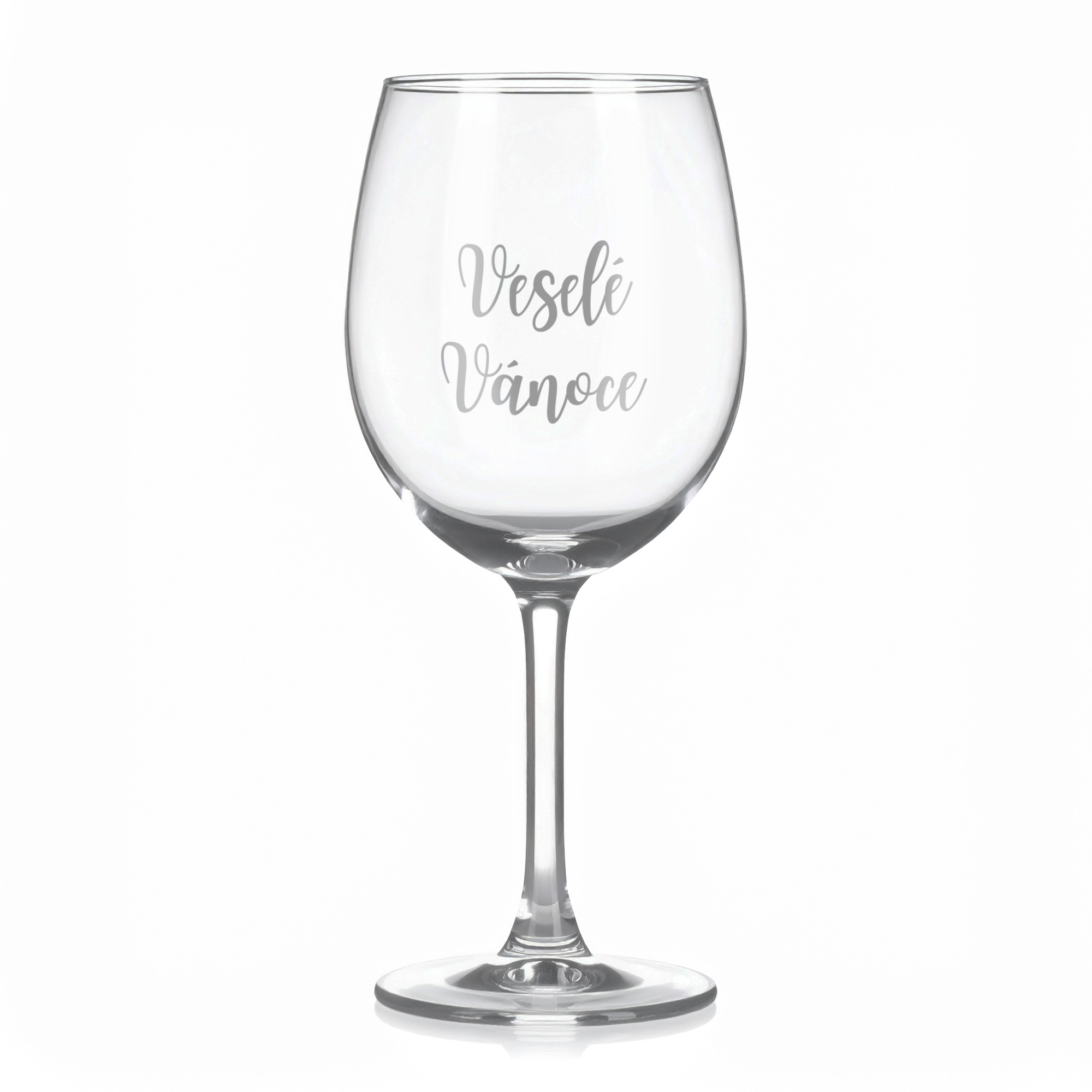 Sklenice na víno s gravírovaným textem Veselé Vánoce