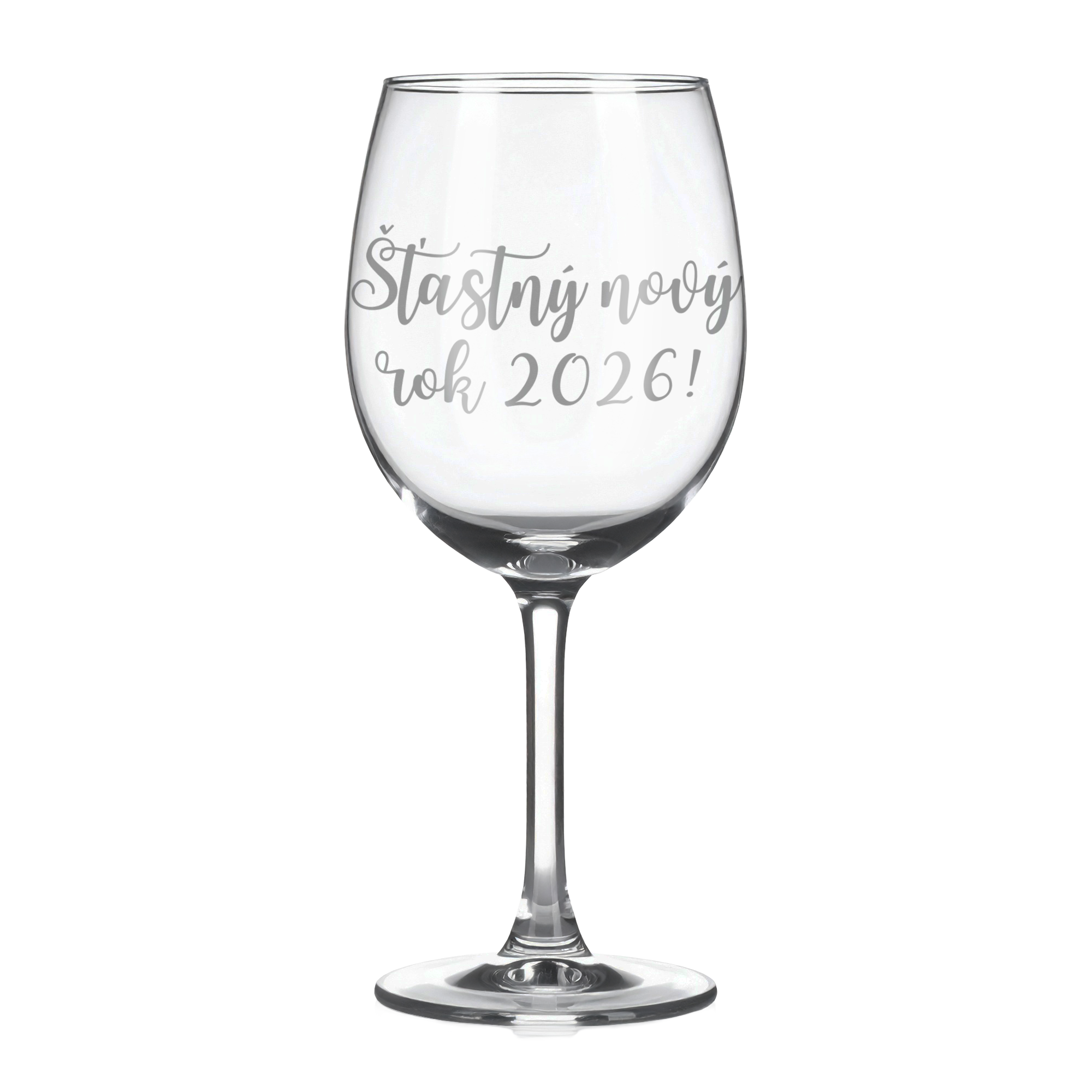Sklenice na víno s gravírovaným textem Šťastný nový rok 2026!