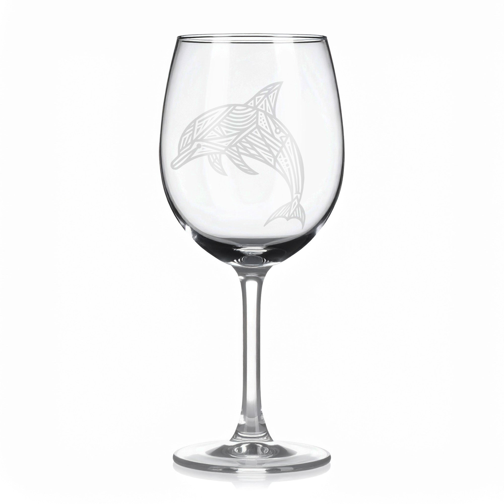 Sklenice na víno s geometrickými motivy zvířat – delfín (dynamický)