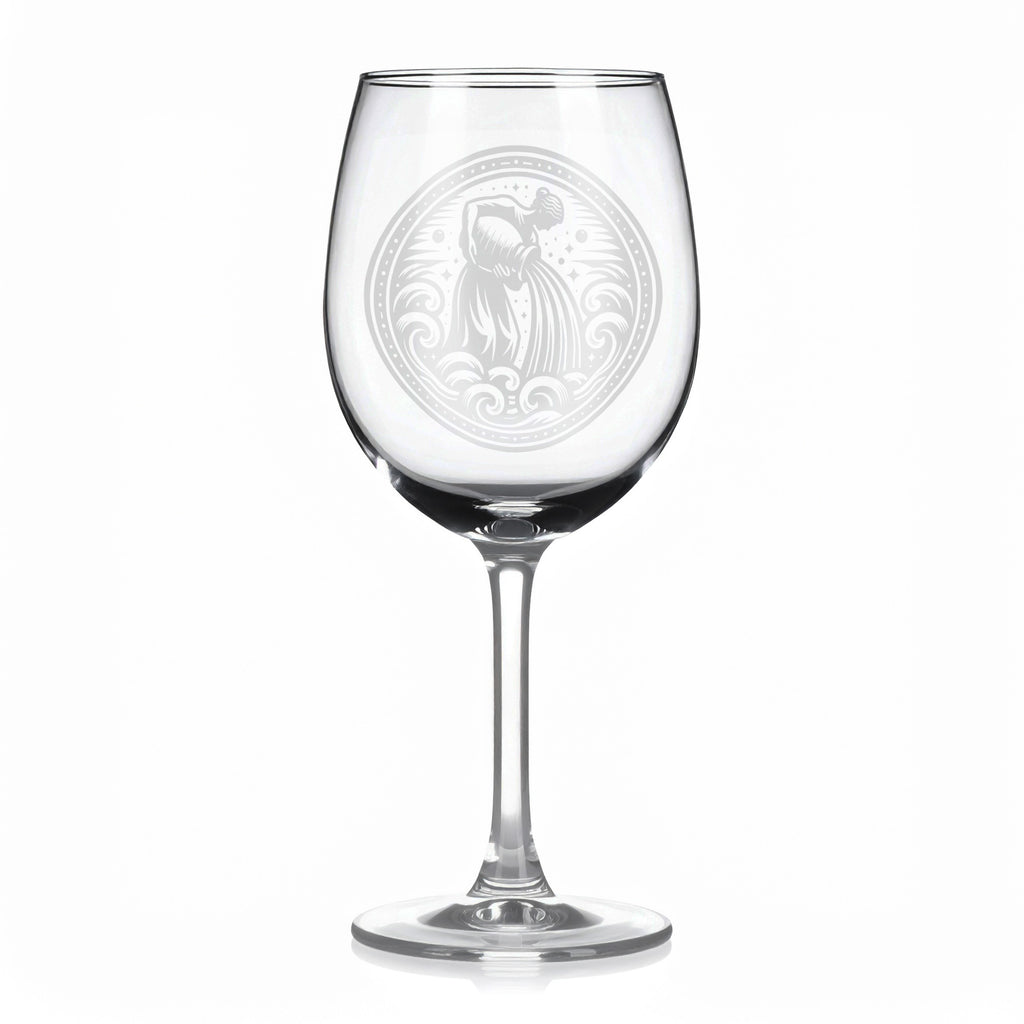 Vínová sklenice s motivem znamení Vodnář