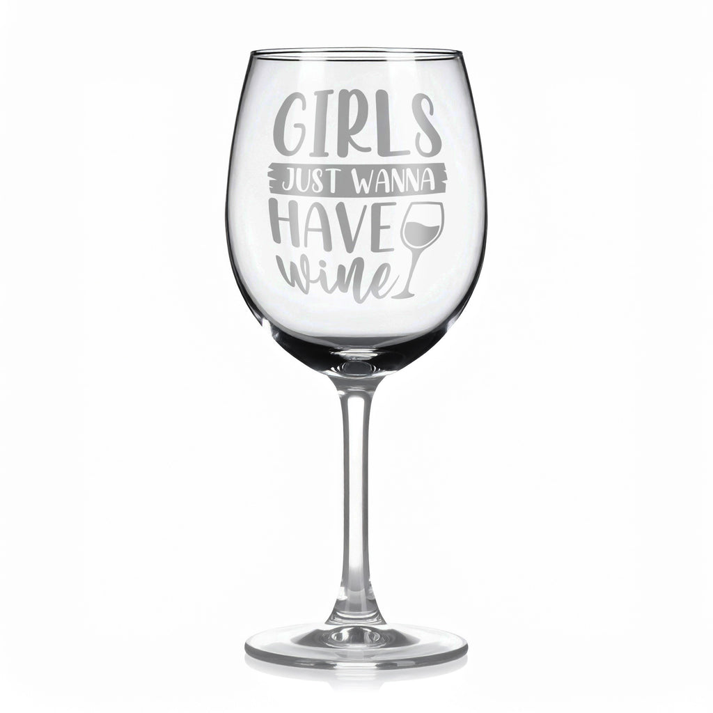 Vínová sklenka s gravírovým textem - Girls just wanna have wine