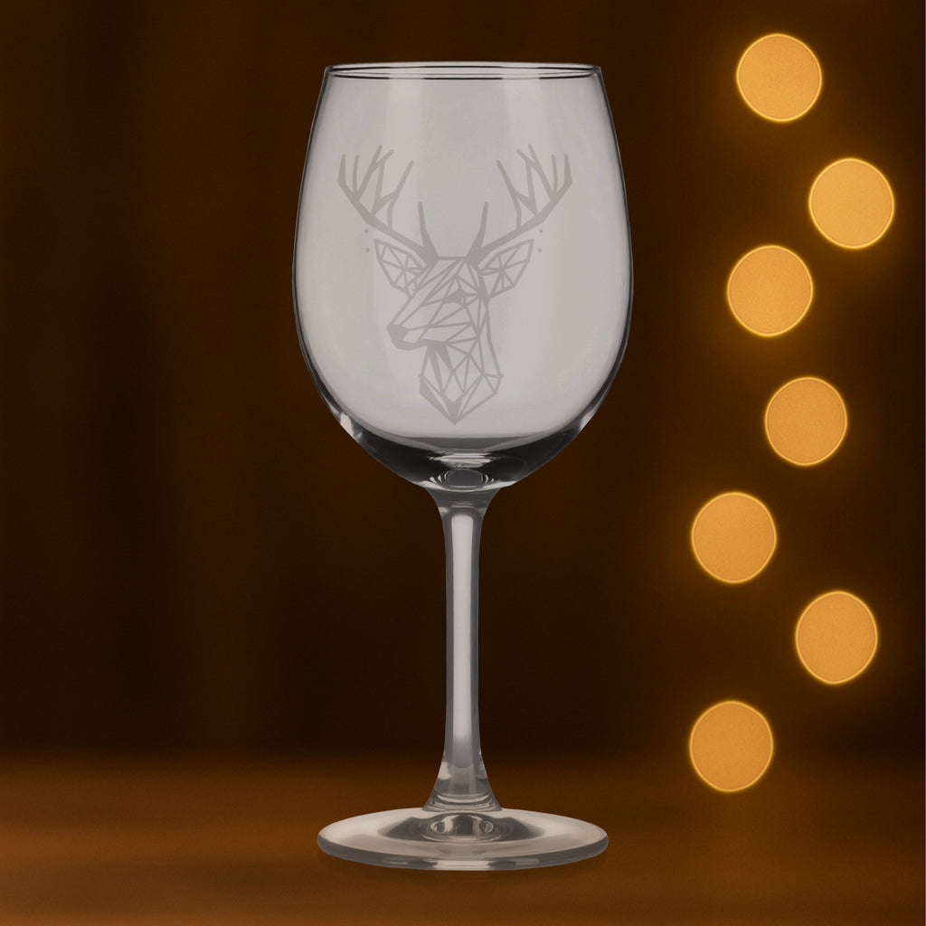 Sklenice na víno s geometrickými motivy zvířat – jelen (hlava)