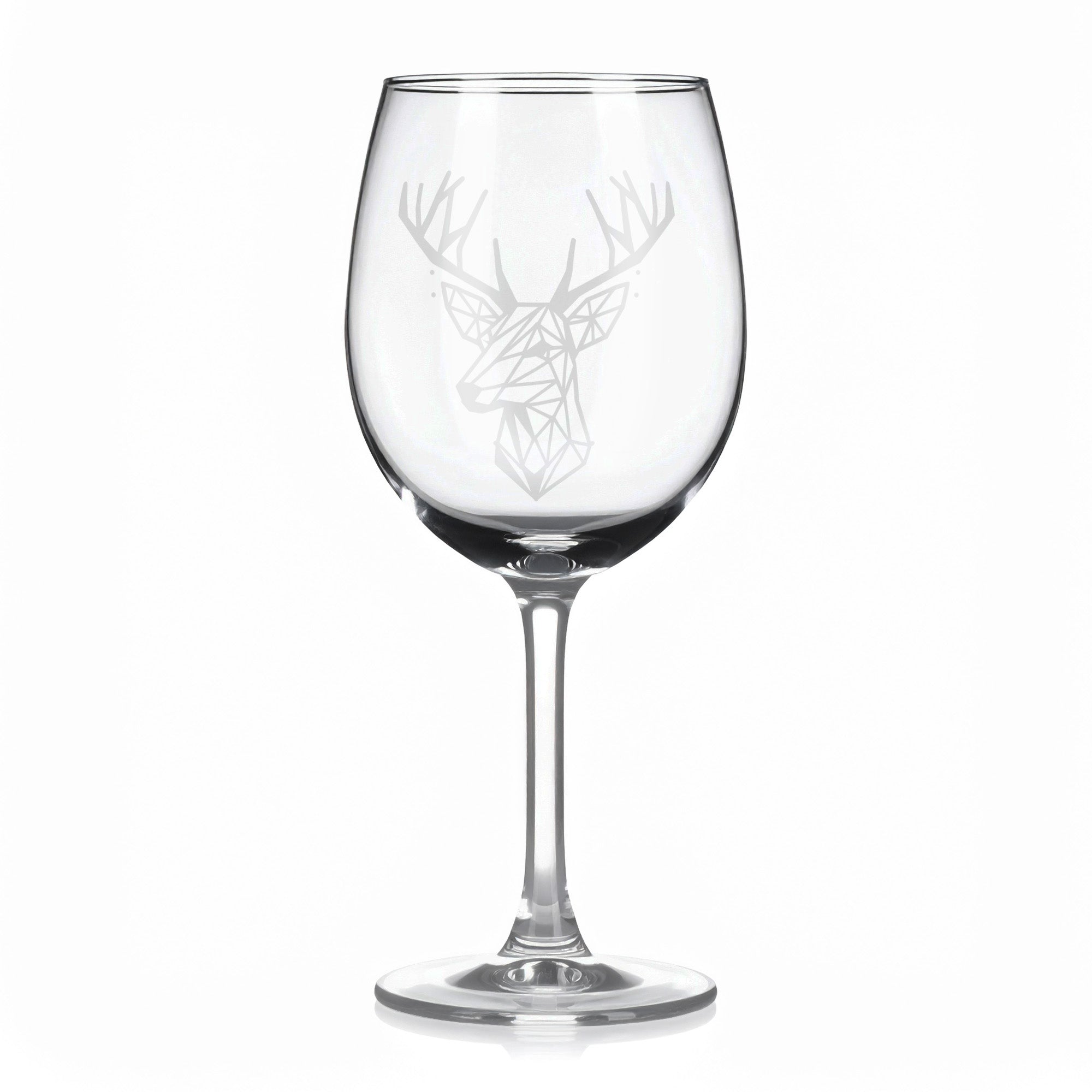 Sklenice na víno s geometrickými motivy zvířat – jelen (hlava)
