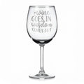Vínová sklenka s gravírovým textem - Wine goes in wisdom comes out