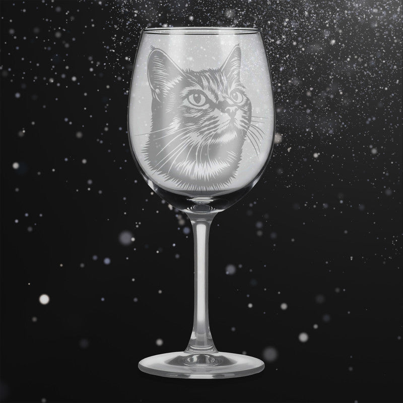 Sklenice na víno s kočkou – motiv 147