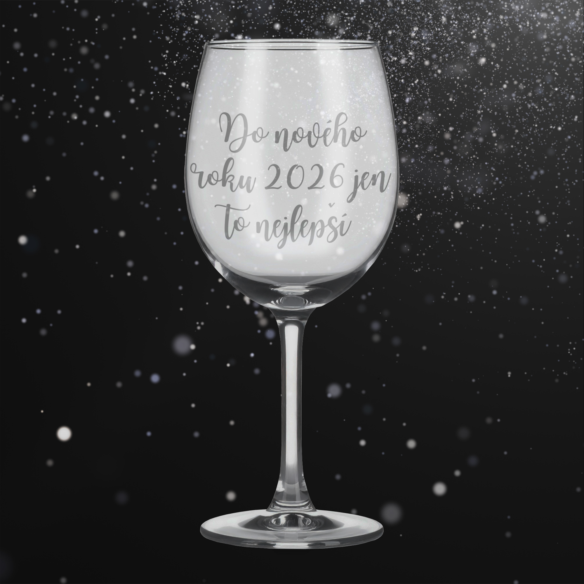 Sklenice na víno s gravírovaným textem Do nového roku 2026 jen to nejlepší