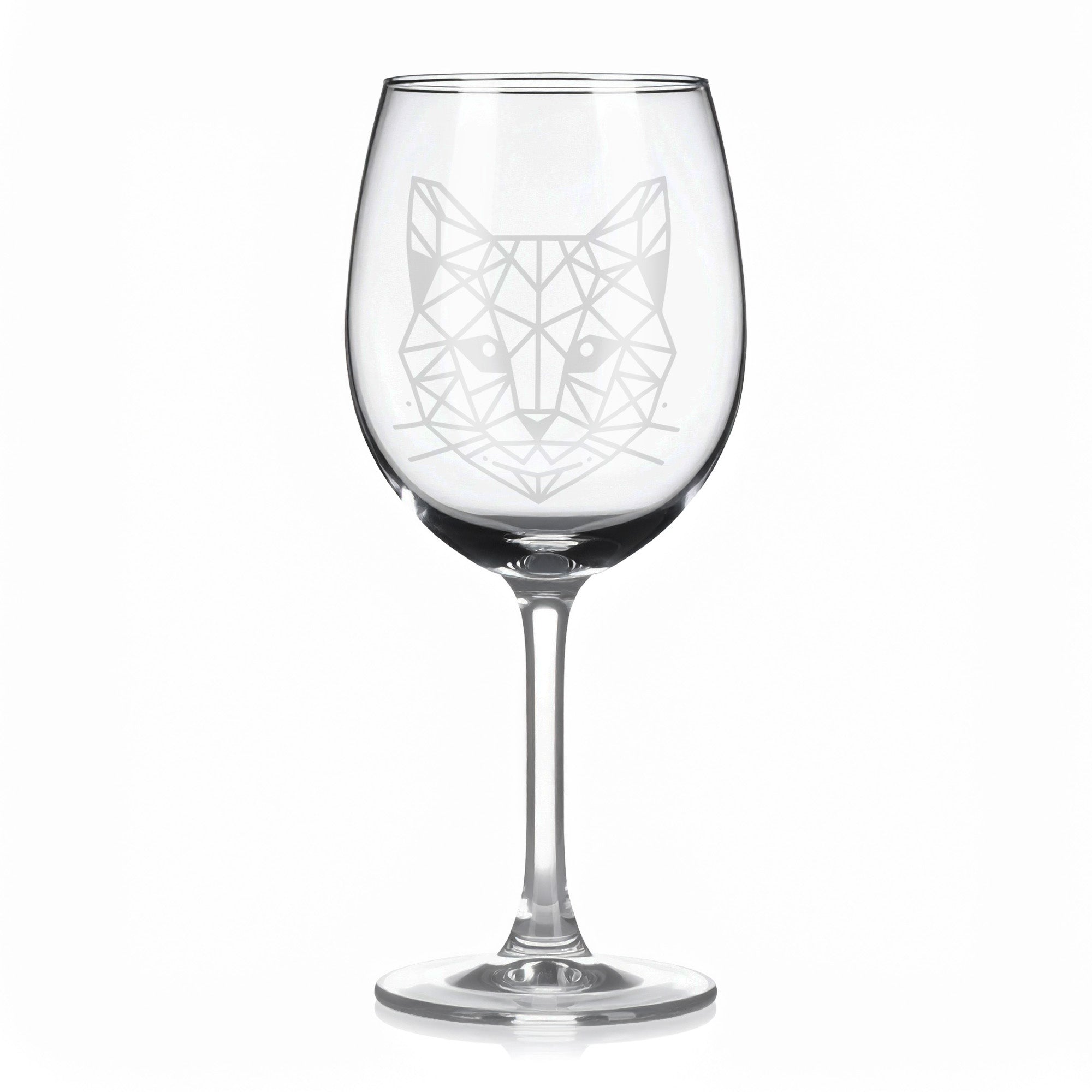 Sklenice na víno s geometrickými motivy zvířat – liška (hlava)