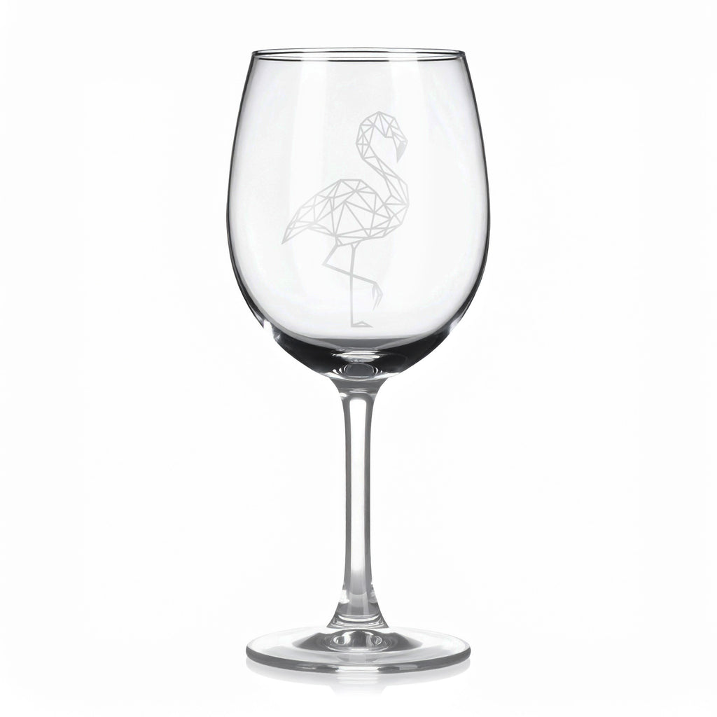 Sklenice na víno s geometrickými motivy zvířat – plameňák (celý)