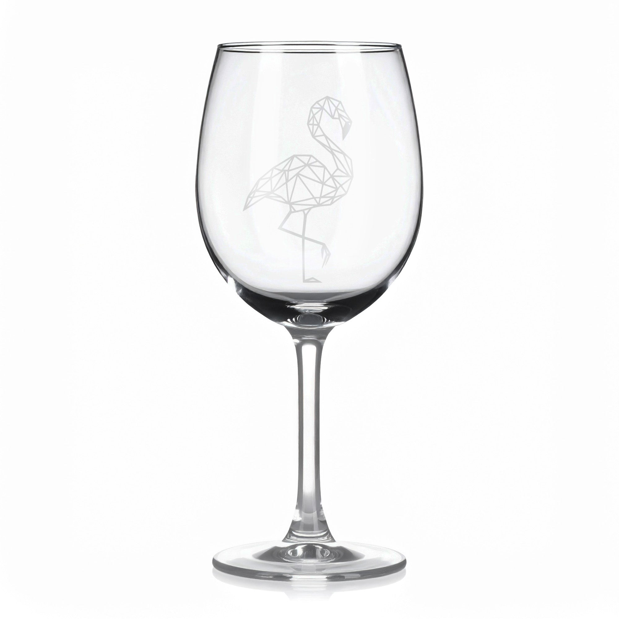 Sklenice na víno s geometrickými motivy zvířat – plameňák (celý)