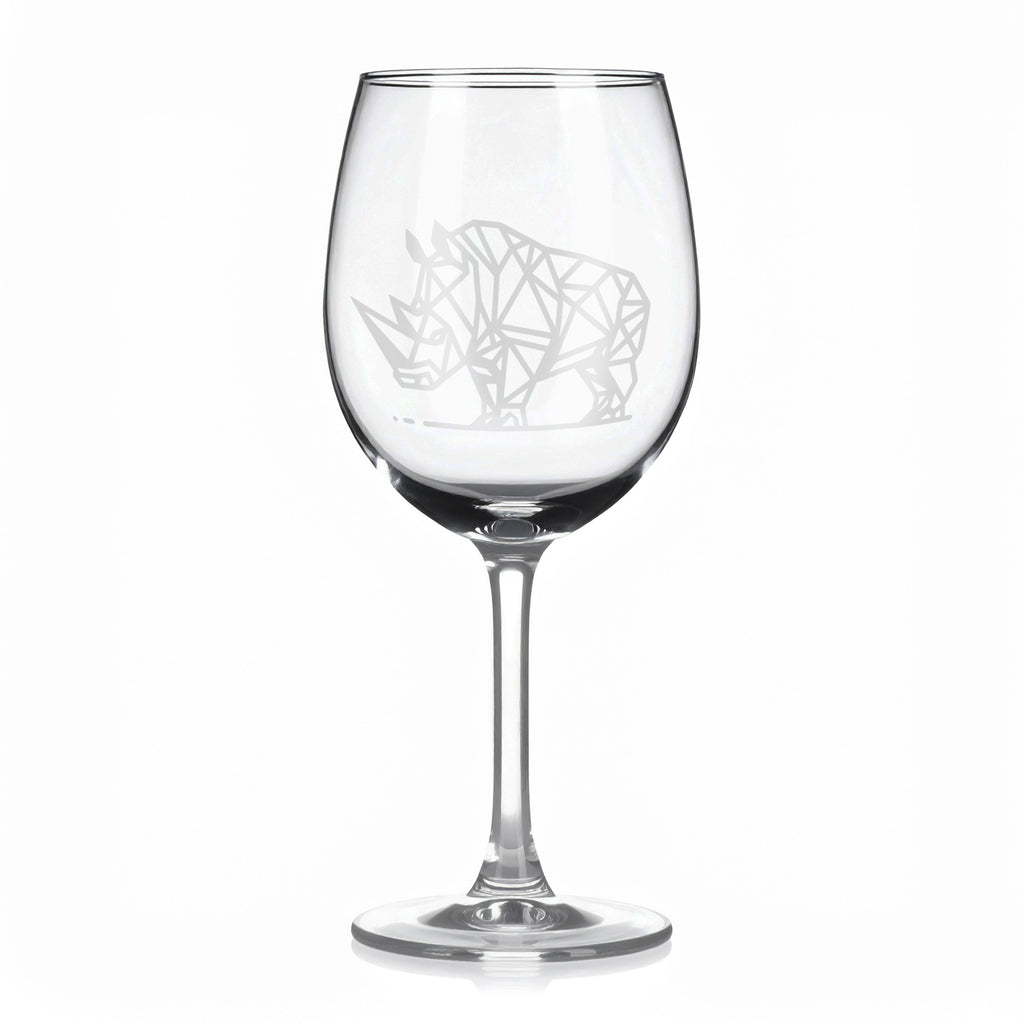 Sklenice na víno s geometrickými motivy zvířat – nosorožec (celý)