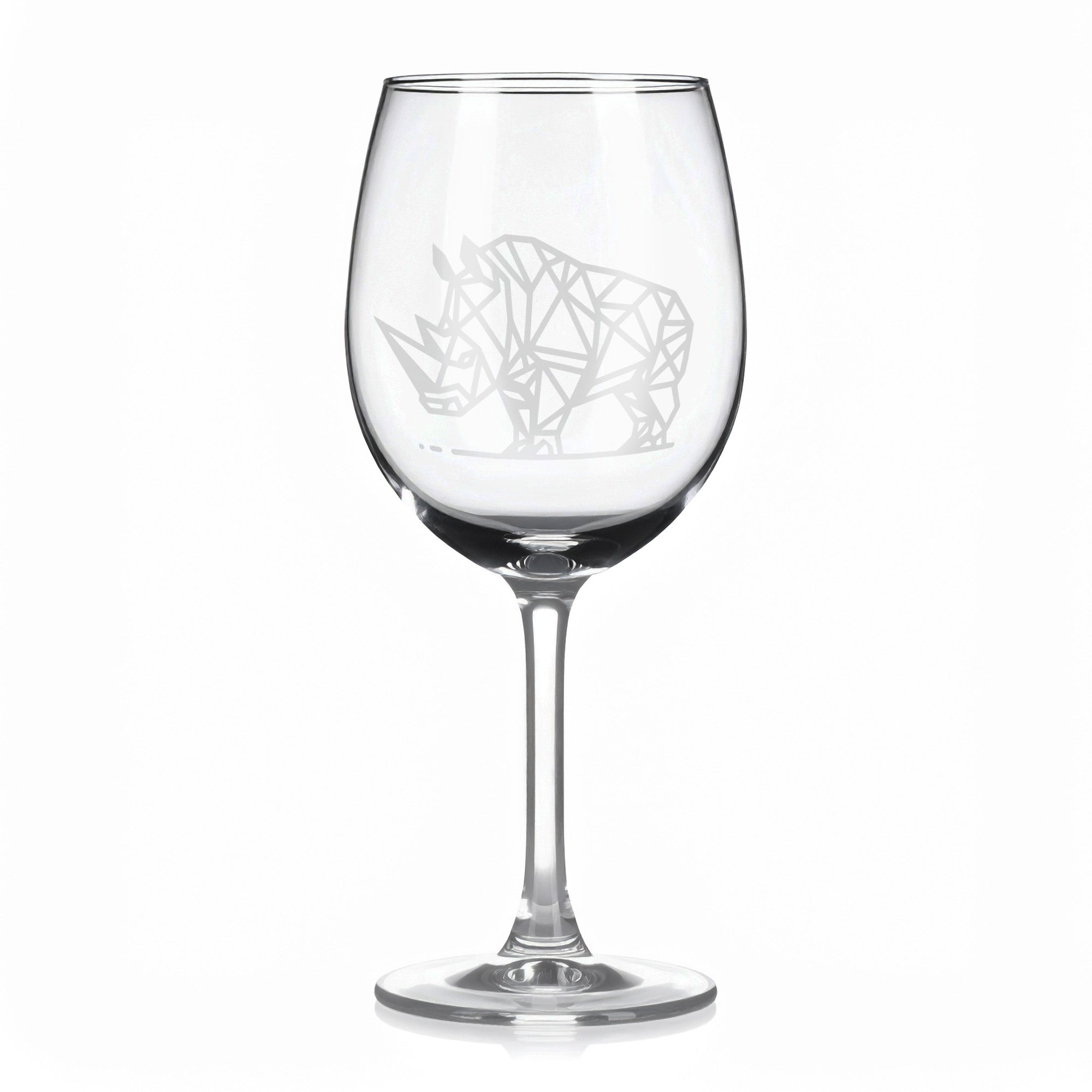 Sklenice na víno s geometrickými motivy zvířat – nosorožec (celý)