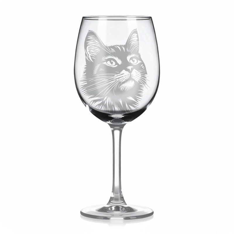 Sklenice na víno s kočkou – motiv 1
