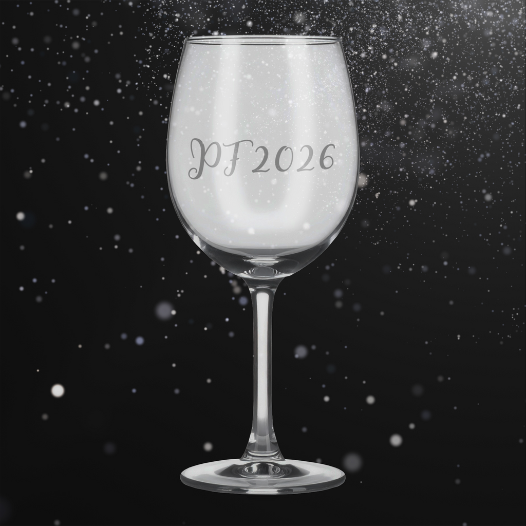 Sklenice na víno s gravírovaným textem PF 2026