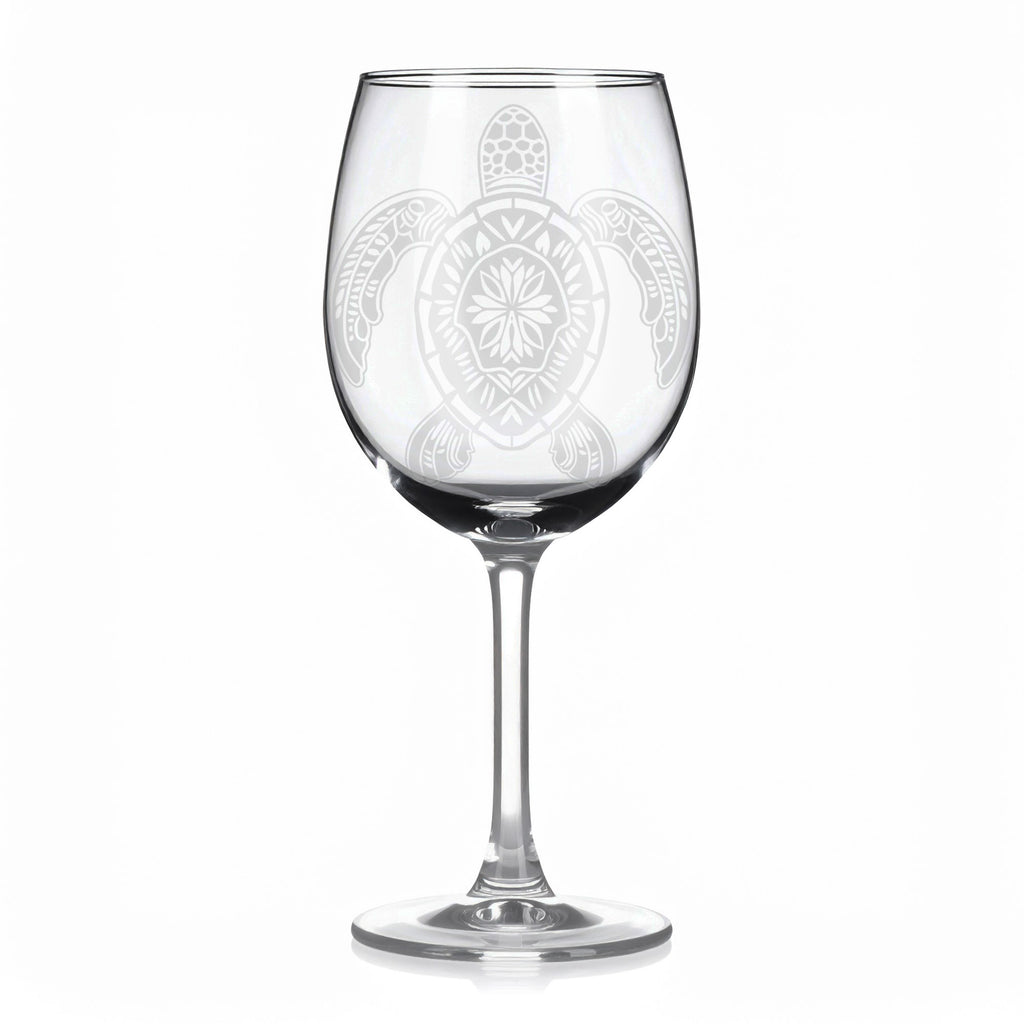 Sklenice na víno s gravírováním mandaly želvy II – Rovnováha a ochrana