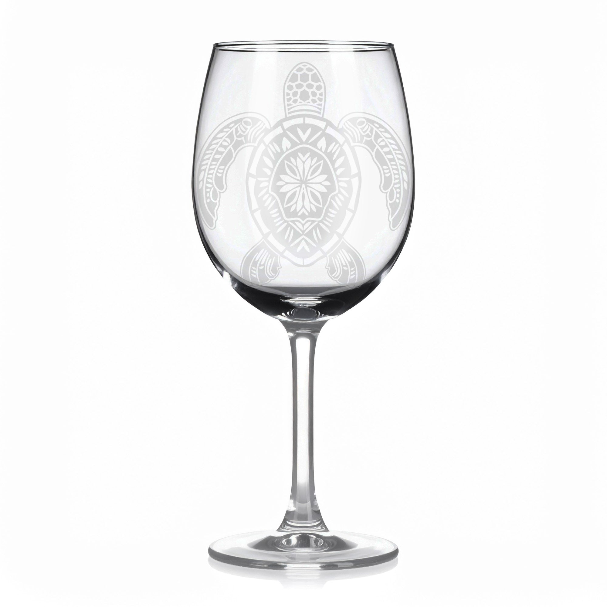 Sklenice na víno s gravírováním mandaly želvy II – Rovnováha a ochrana