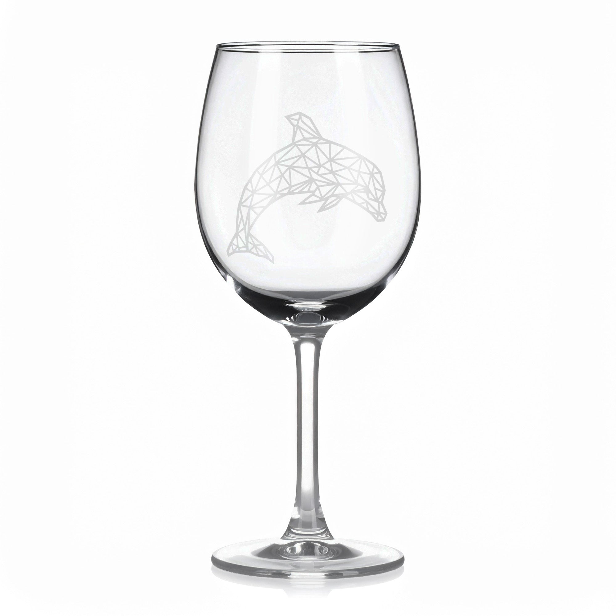 Sklenice na víno s geometrickými motivy zvířat – delfín (jednoduchý)
