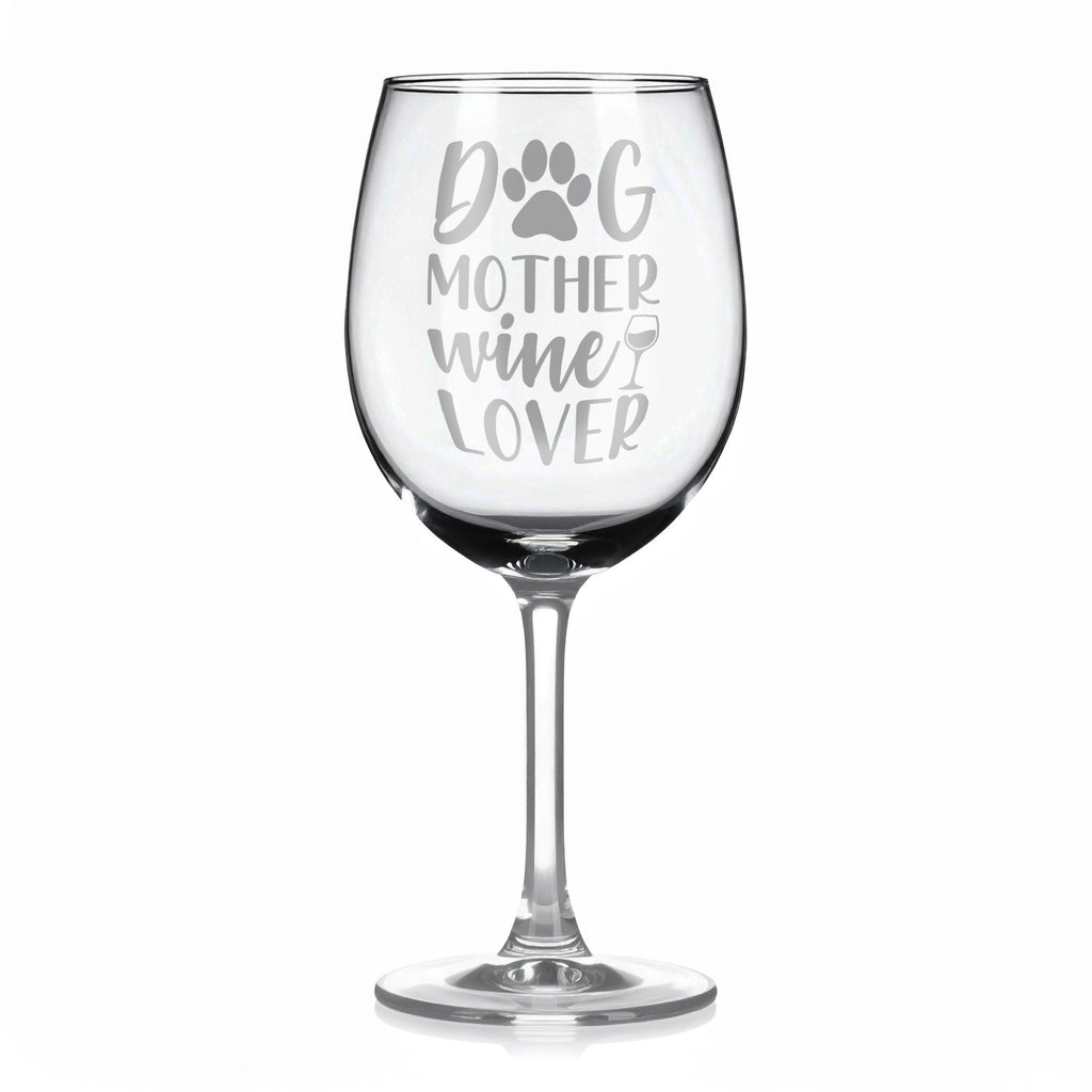 Vínová sklenka s gravírovým textem - Dog mother wine lover