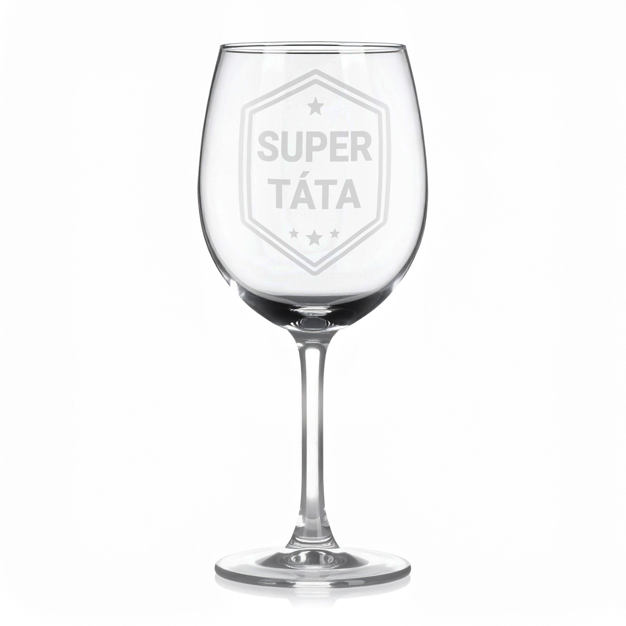 Sklenice na víno s gravírovaným textem „SUPER TÁTA“
