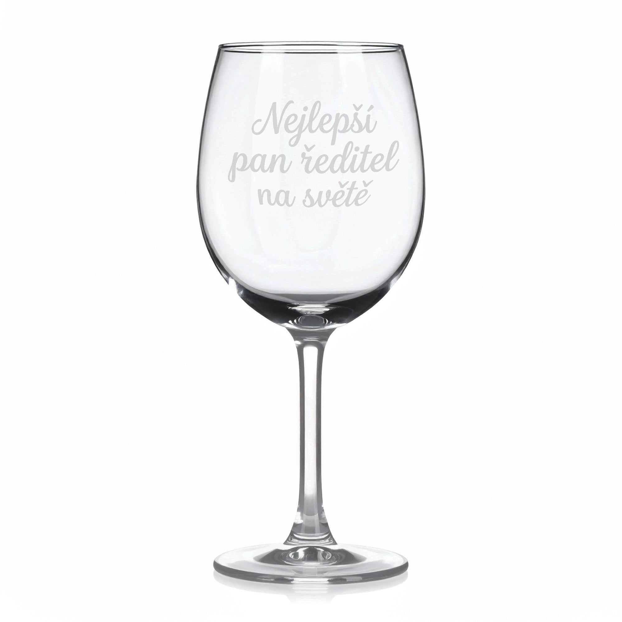 Sklenice na víno s gravírovaným textem „Nejlepší pan ředitel na světě“