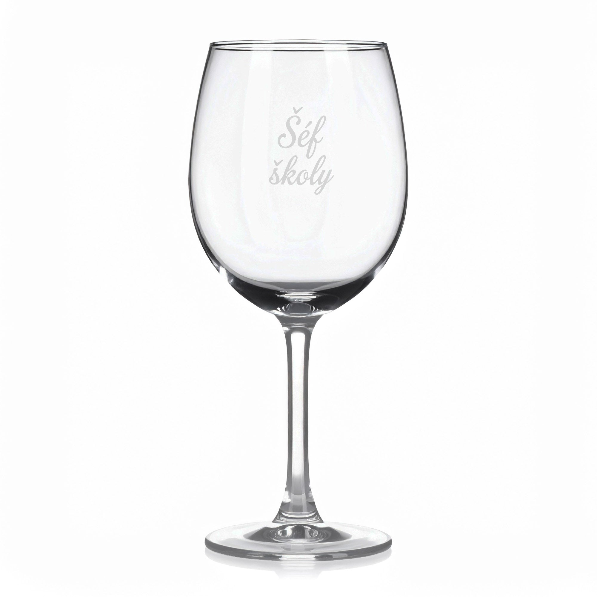 Sklenice na víno s gravírovaným textem „Šéf školy“
