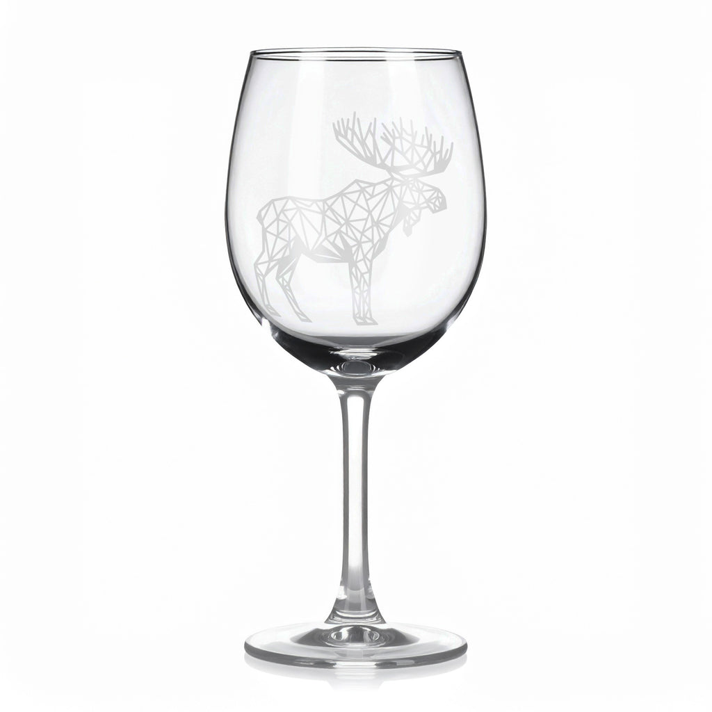 Sklenice na víno s geometrickými motivy zvířat – los (celý)
