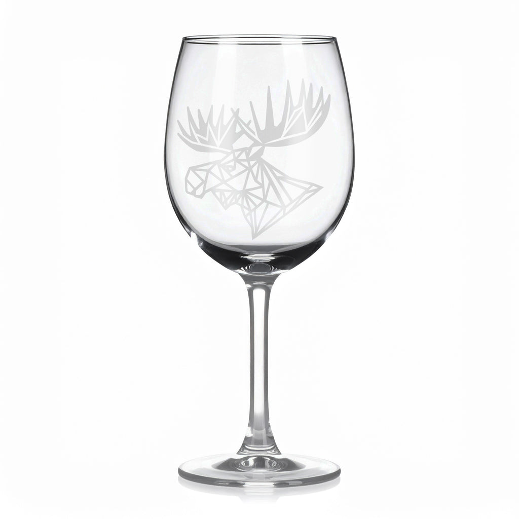 Sklenice na víno s geometrickými motivy zvířat – los (hlava)