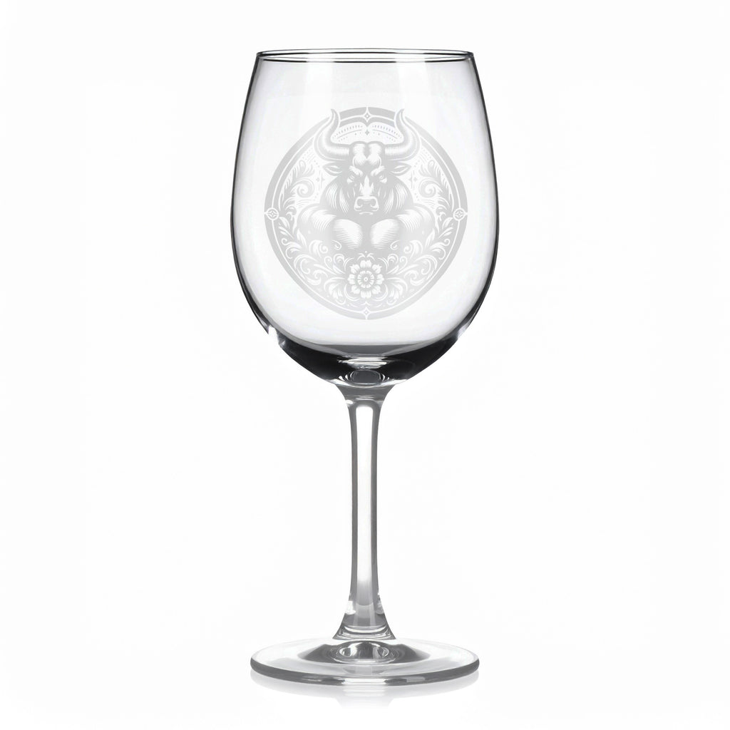 Vínová sklenice s motivem znamení Býk