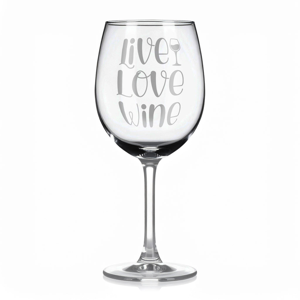 Vínová sklenka s gravírovým textem - Live love wine
