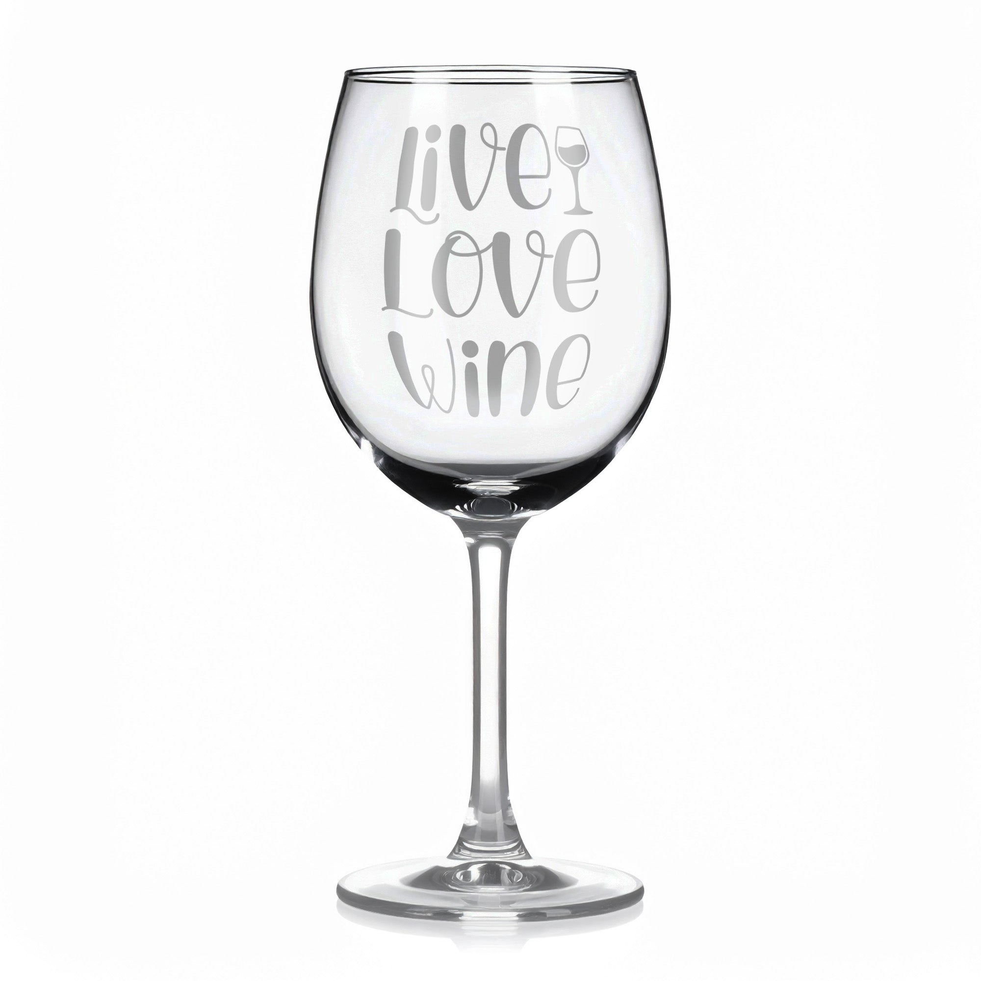 Vínová sklenka s gravírovým textem - Live love wine