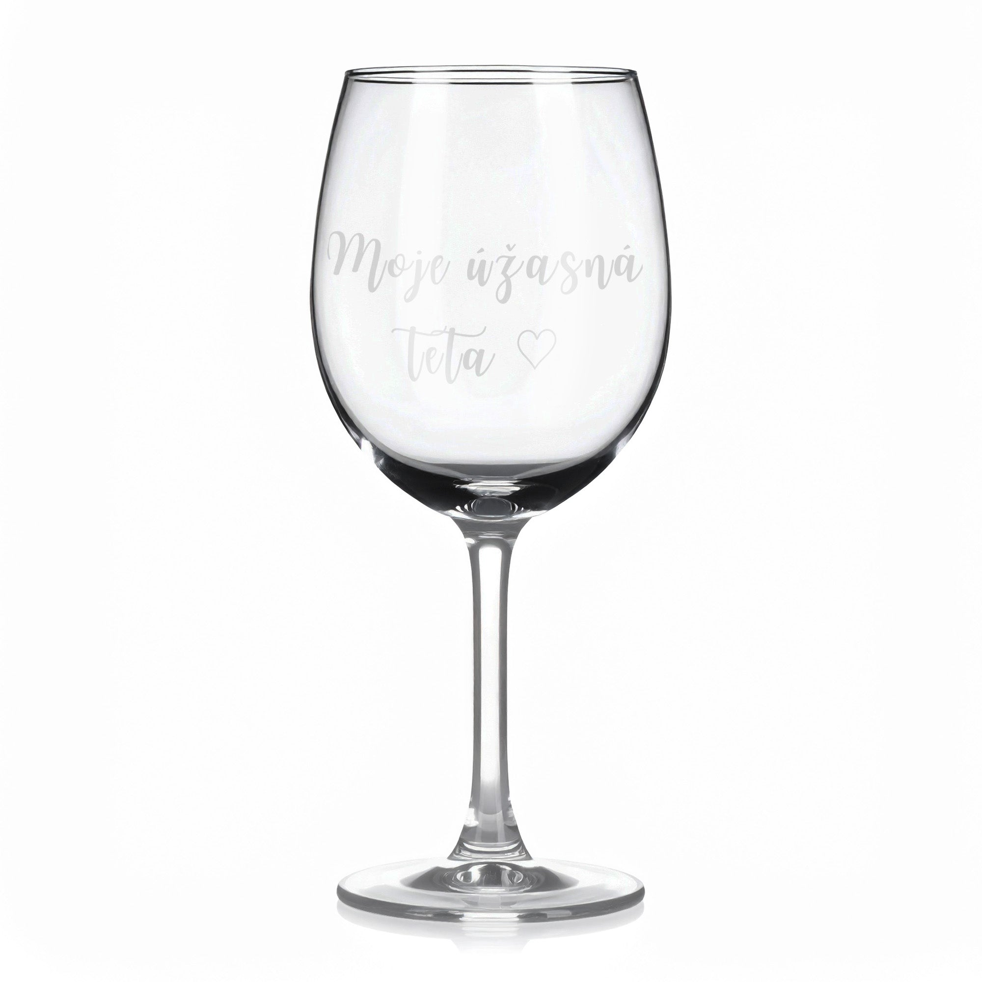 Sklenice na víno s gravírovaným textem – Moje úžasná teta.
