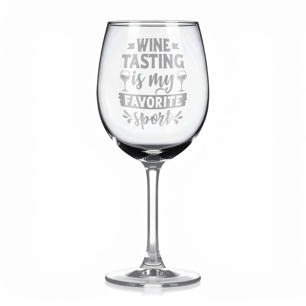 Vínová sklenka s gravírovým textem - Wine tasting is my favorite sport