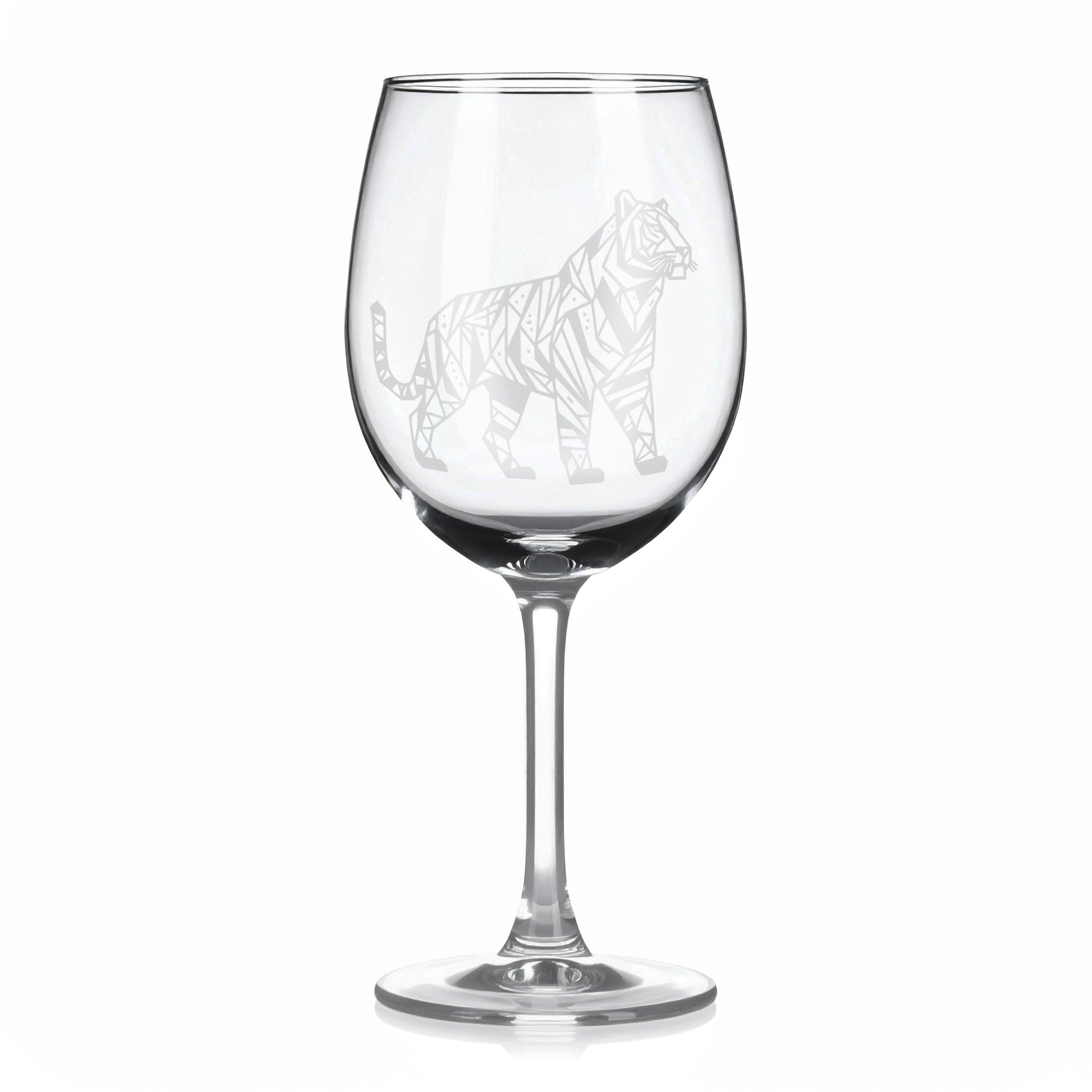Sklenice na víno s geometrickými motivy zvířat – tygr (celý)