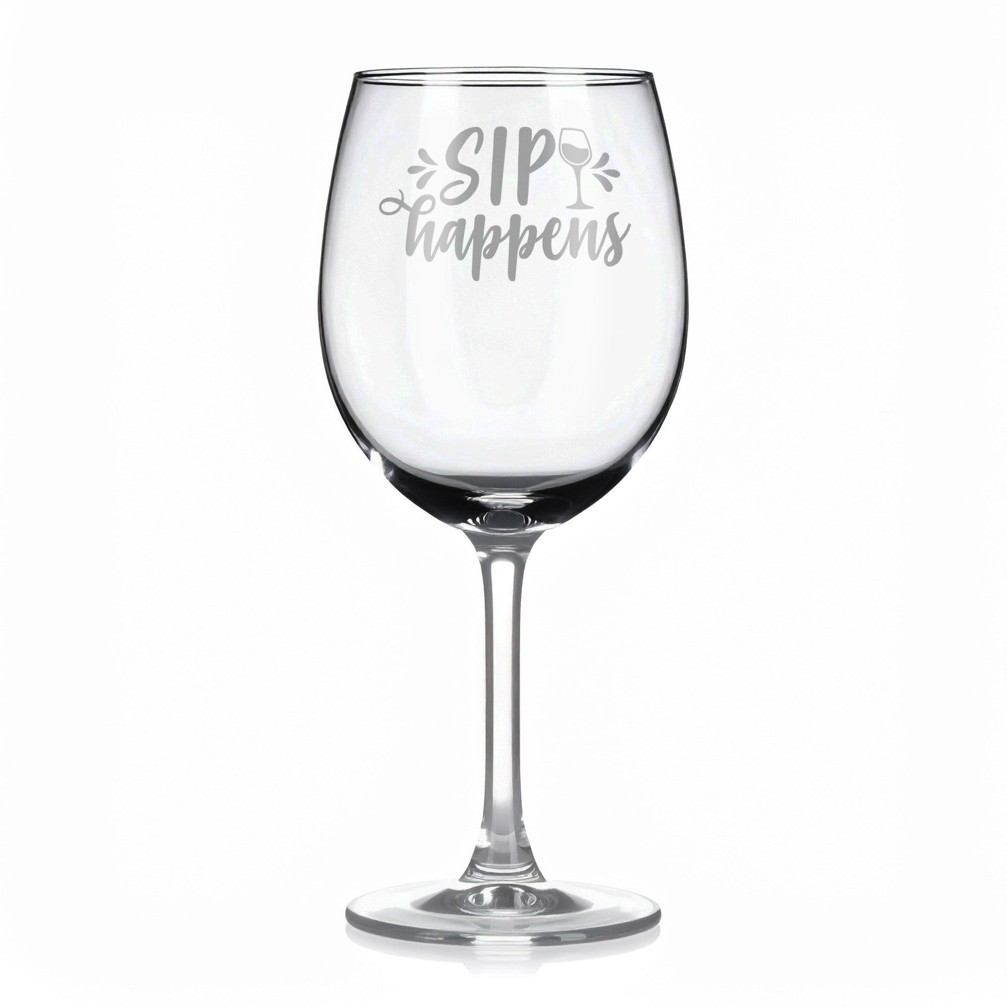 Vínová sklenka s gravírovým textem - Sip happens