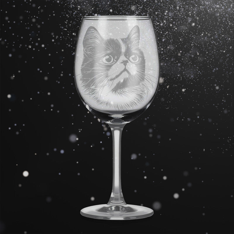 Sklenice na víno s kočkou – motiv 37