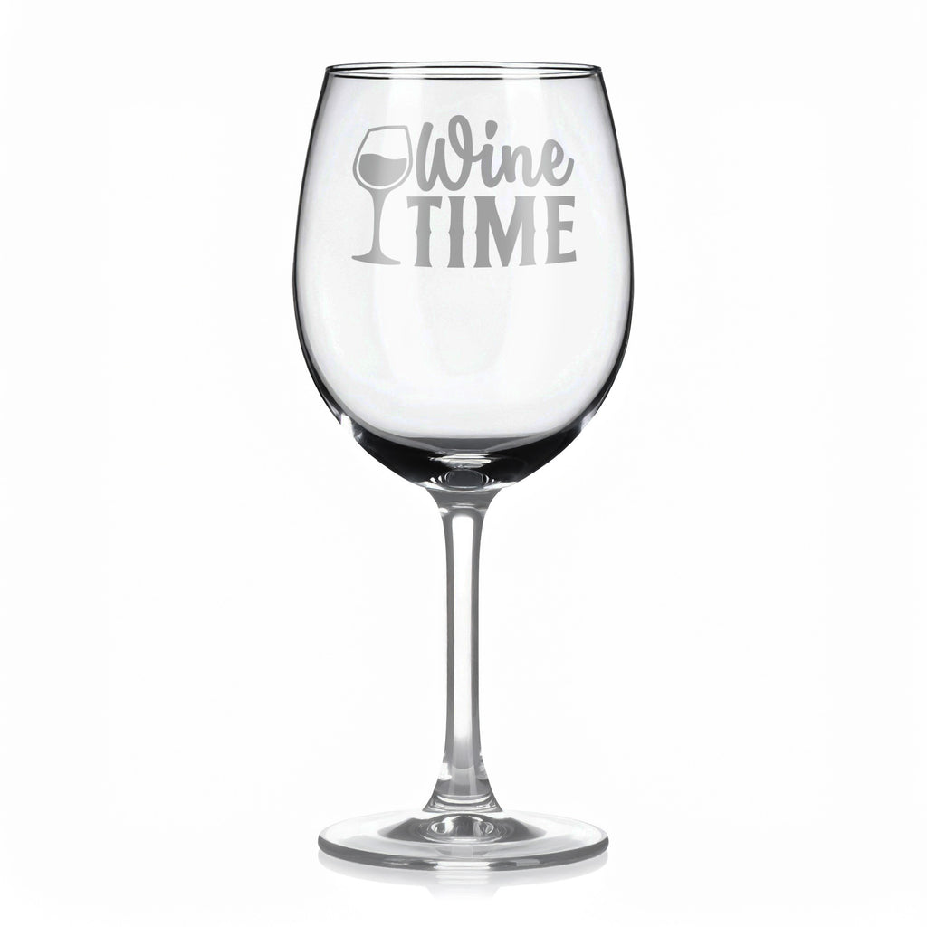 Vínová sklenka s gravírovým textem - Wine time