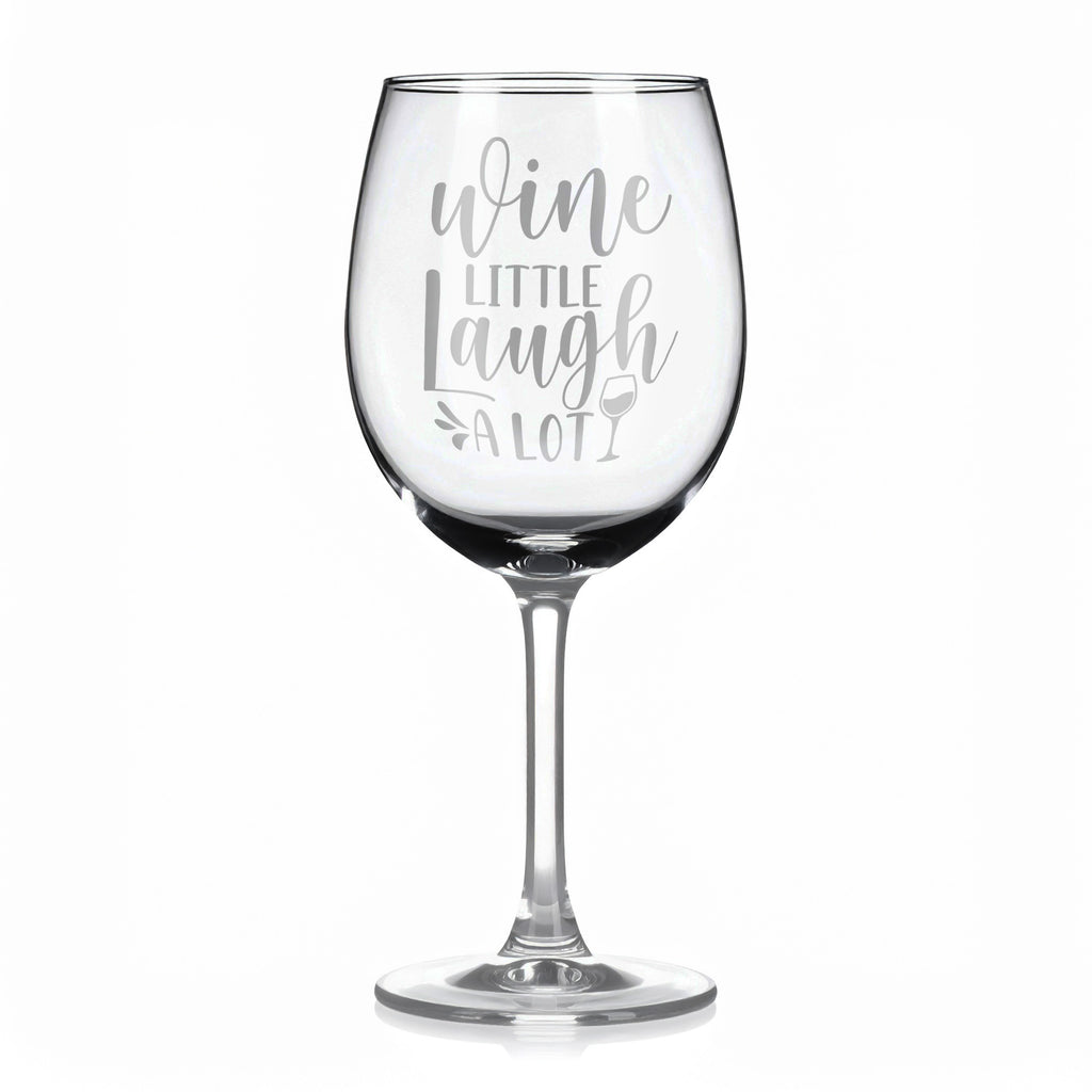 Vínová sklenka s gravírovým textem - Wine little laugh a lot