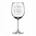 Vínová sklenka s gravírovým textem - Wine little laugh a lot
