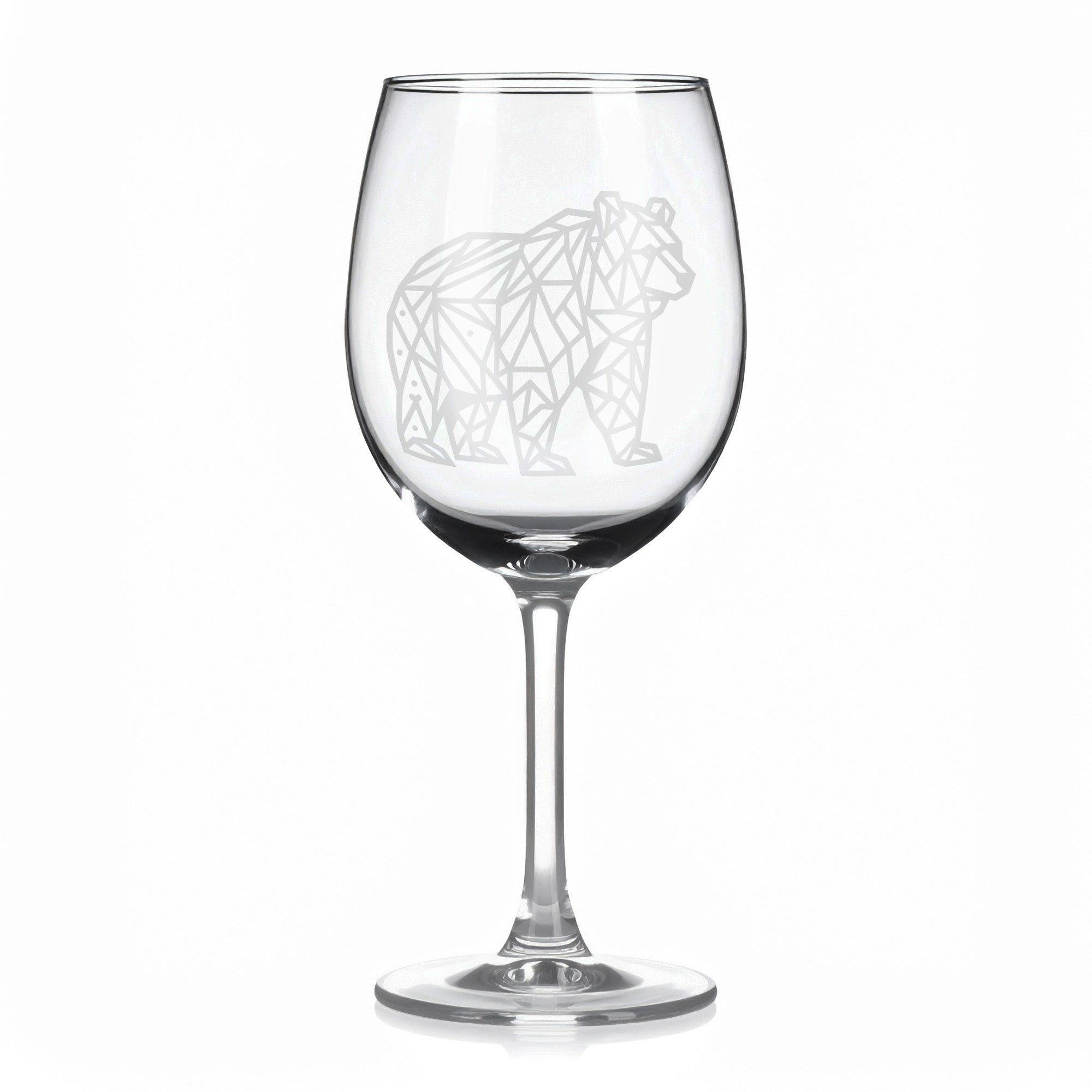 Sklenice na víno s geometrickými motivy zvířat – medvěd (celý)