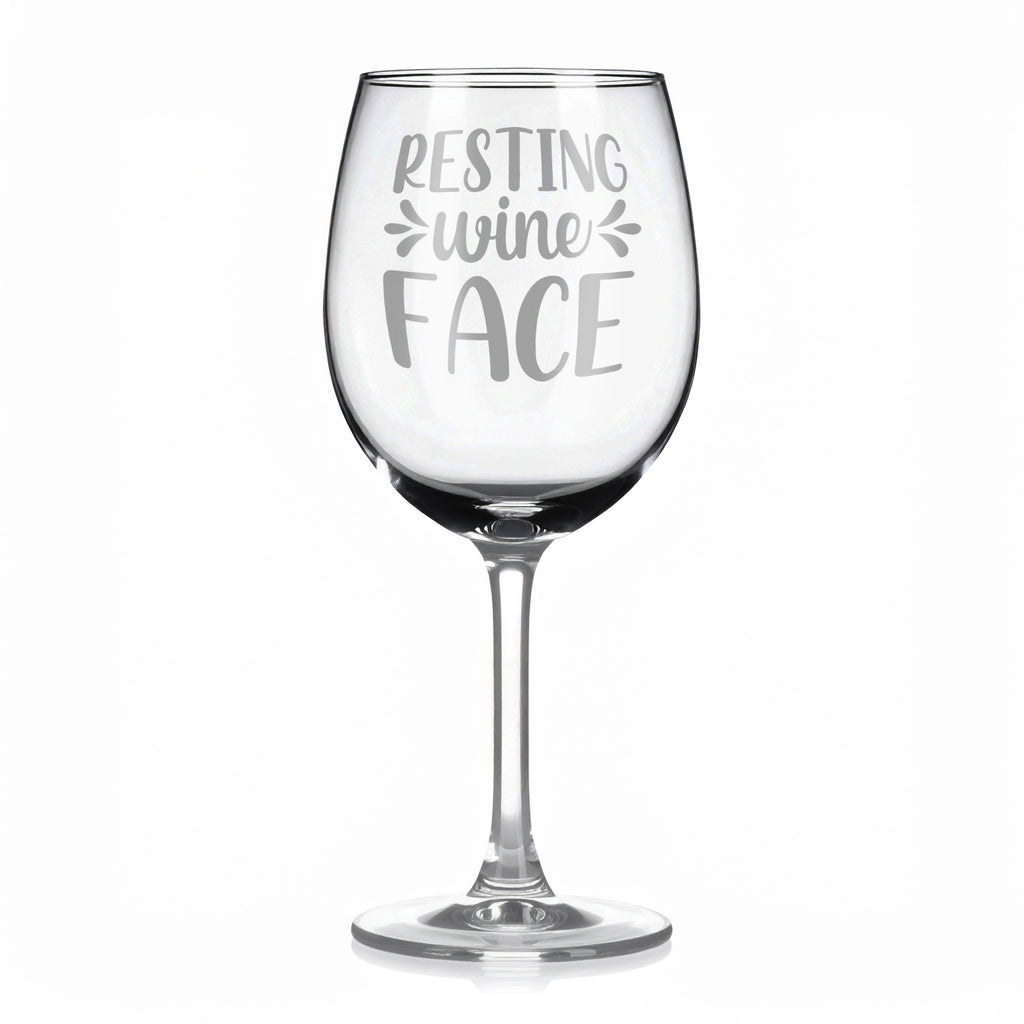 Vínová sklenka s gravírovým textem - Resting wine face
