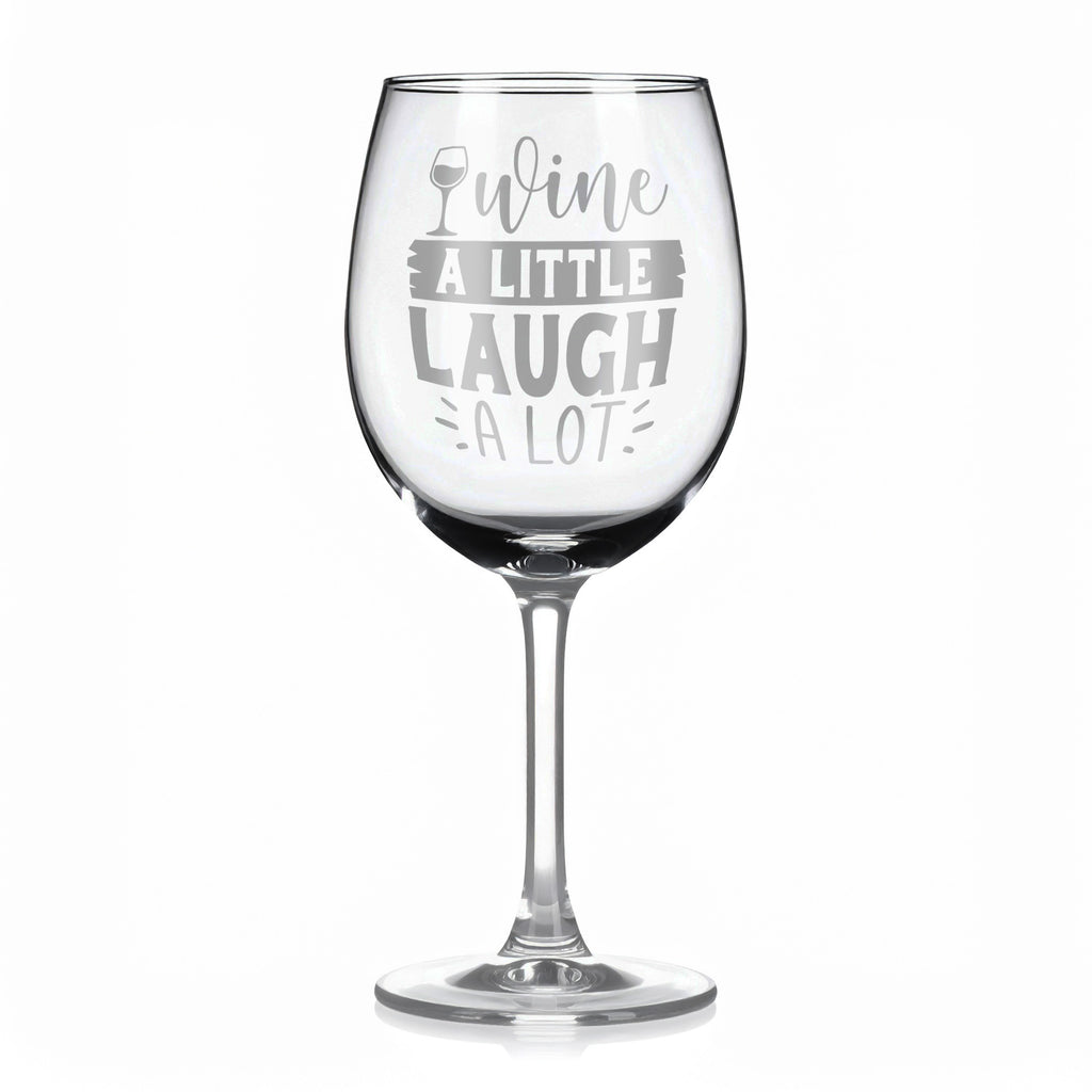 Vínová sklenka s gravírovým textem - Wine a little laugh a lot