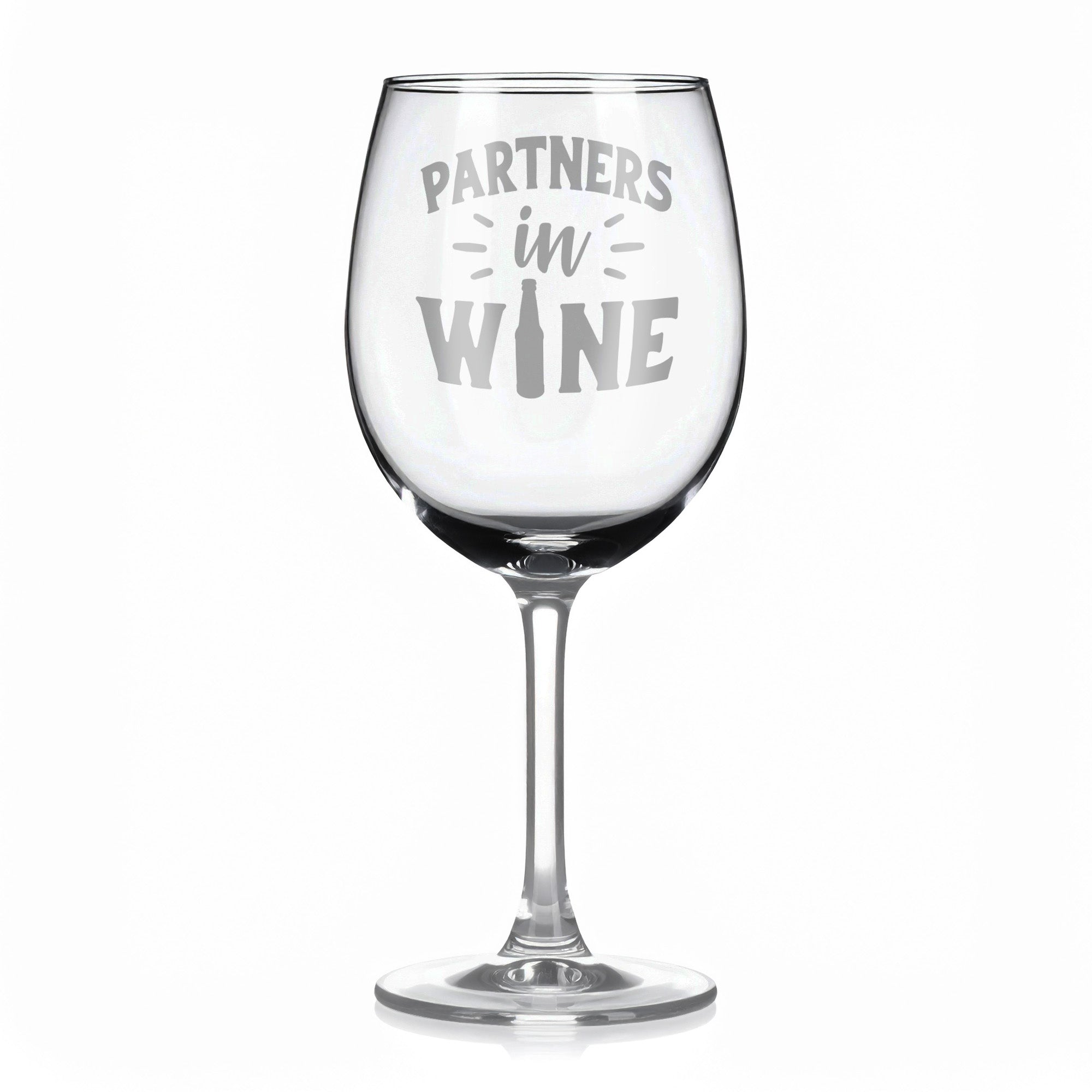 Vínová sklenka s gravírovým textem - Partners in wine