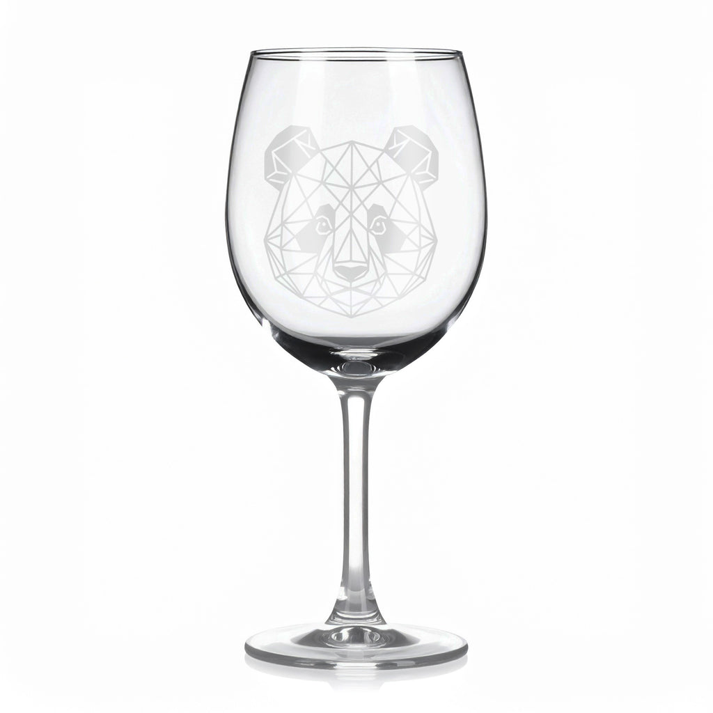 Sklenice na víno s geometrickými motivy zvířat – panda (hlava)