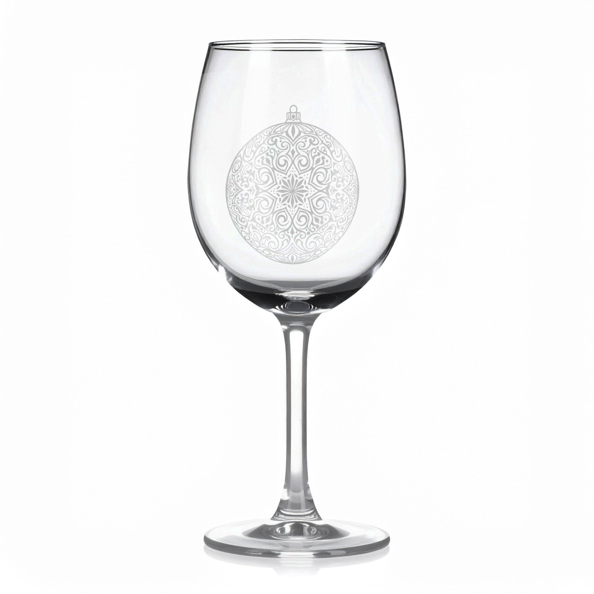 Sklenice na víno s gravírovaným motivem jemné vánoční ozdoby
