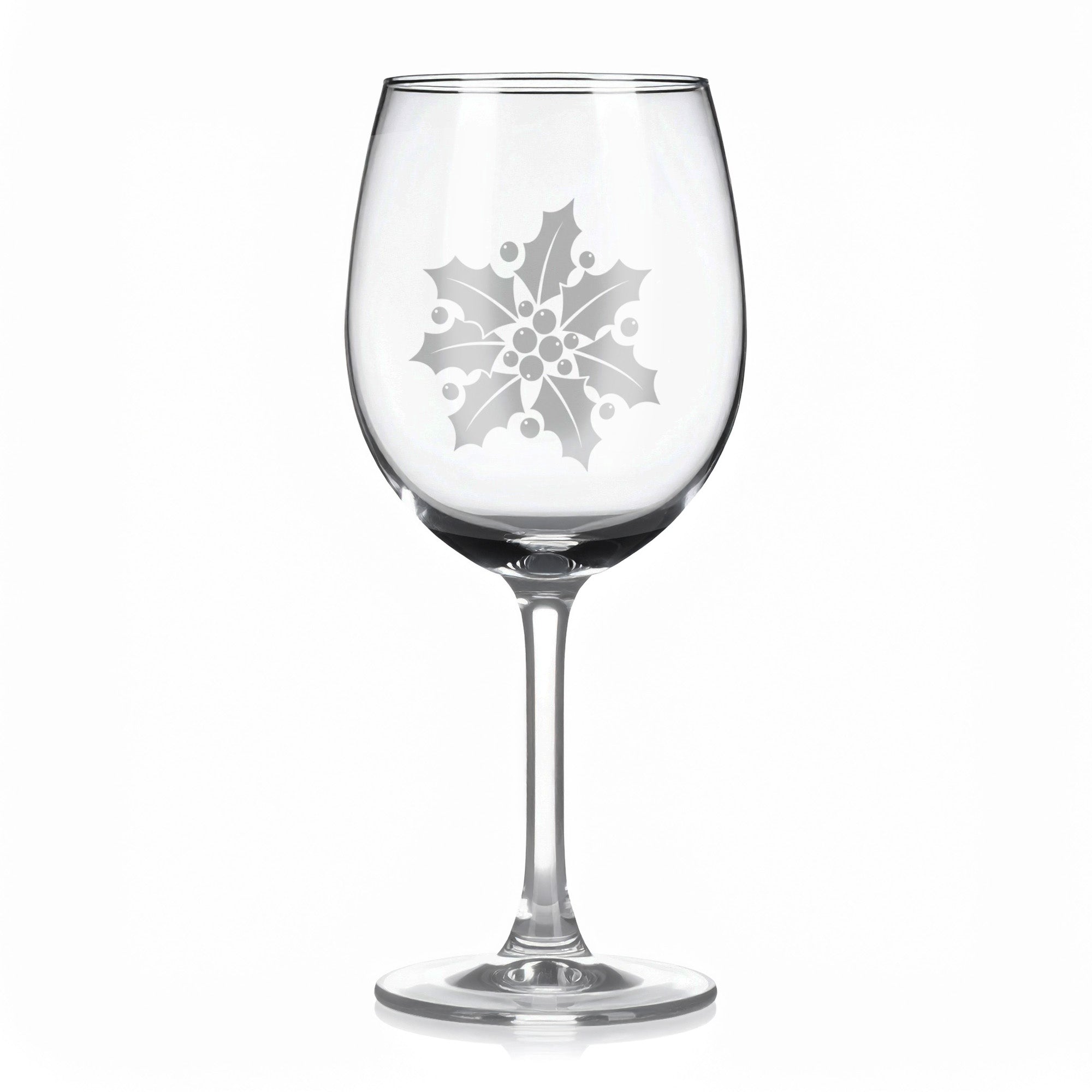 Sklenice na víno s gravírovaným motivem vánoční cesmíny