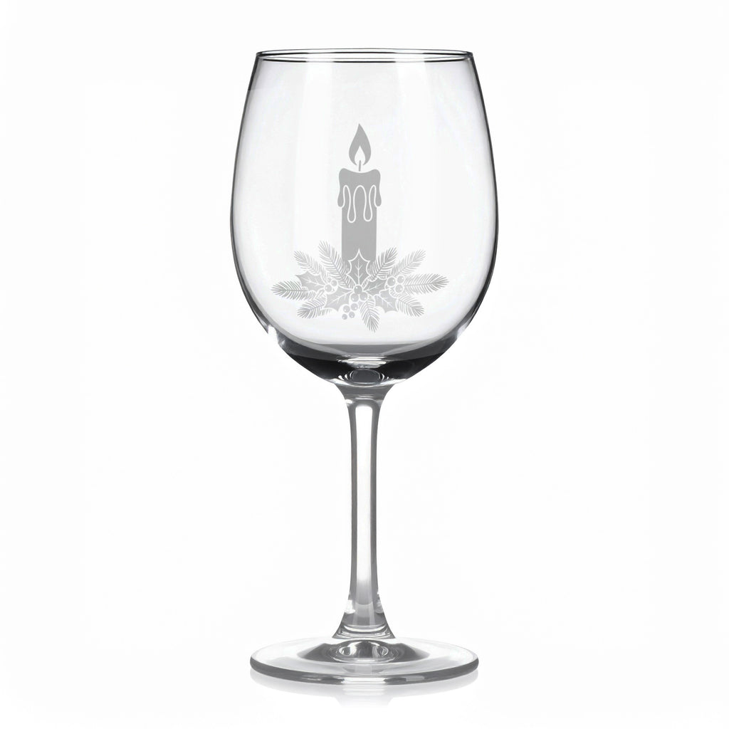 Sklenice na víno s gravírovaným motivem vánoční svíčky