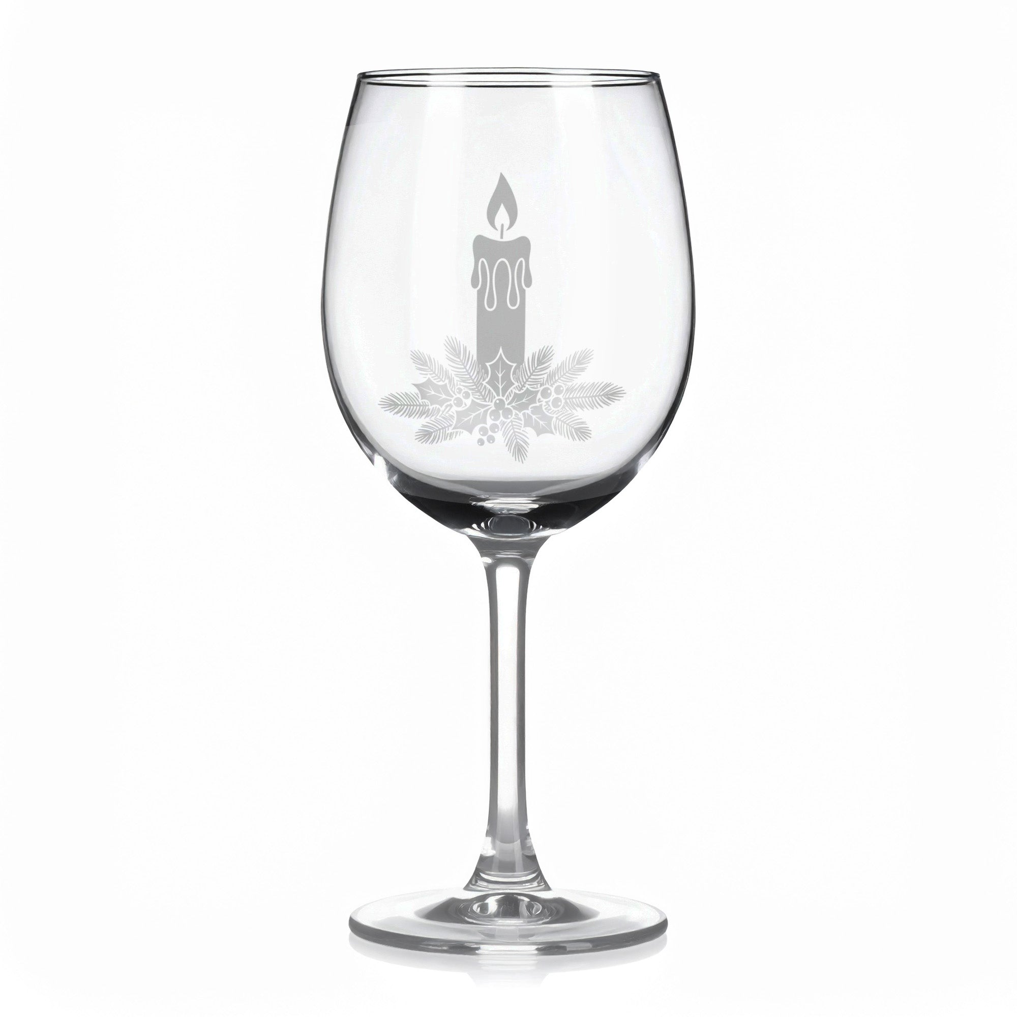 Sklenice na víno s gravírovaným motivem vánoční svíčky