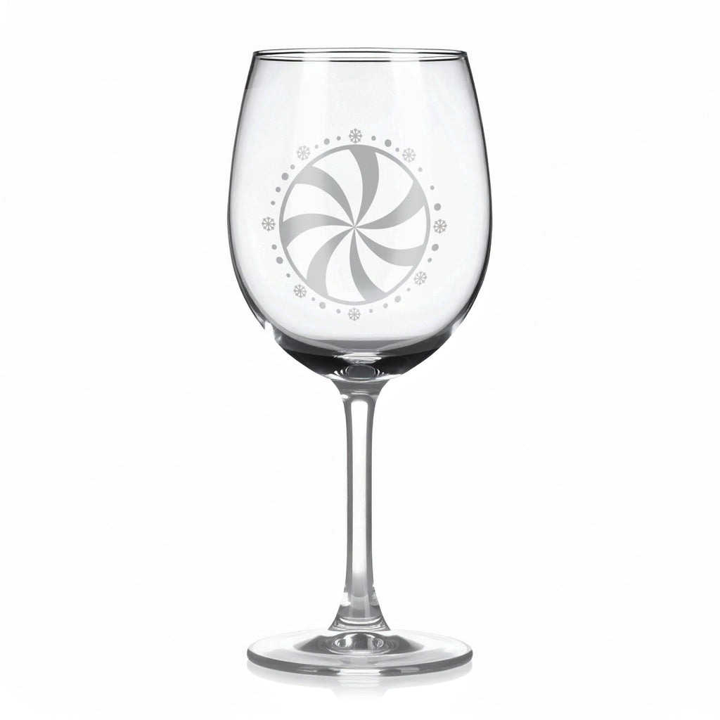 Sklenice na víno s gravírovaným motivem vánočního lízátka – spirály