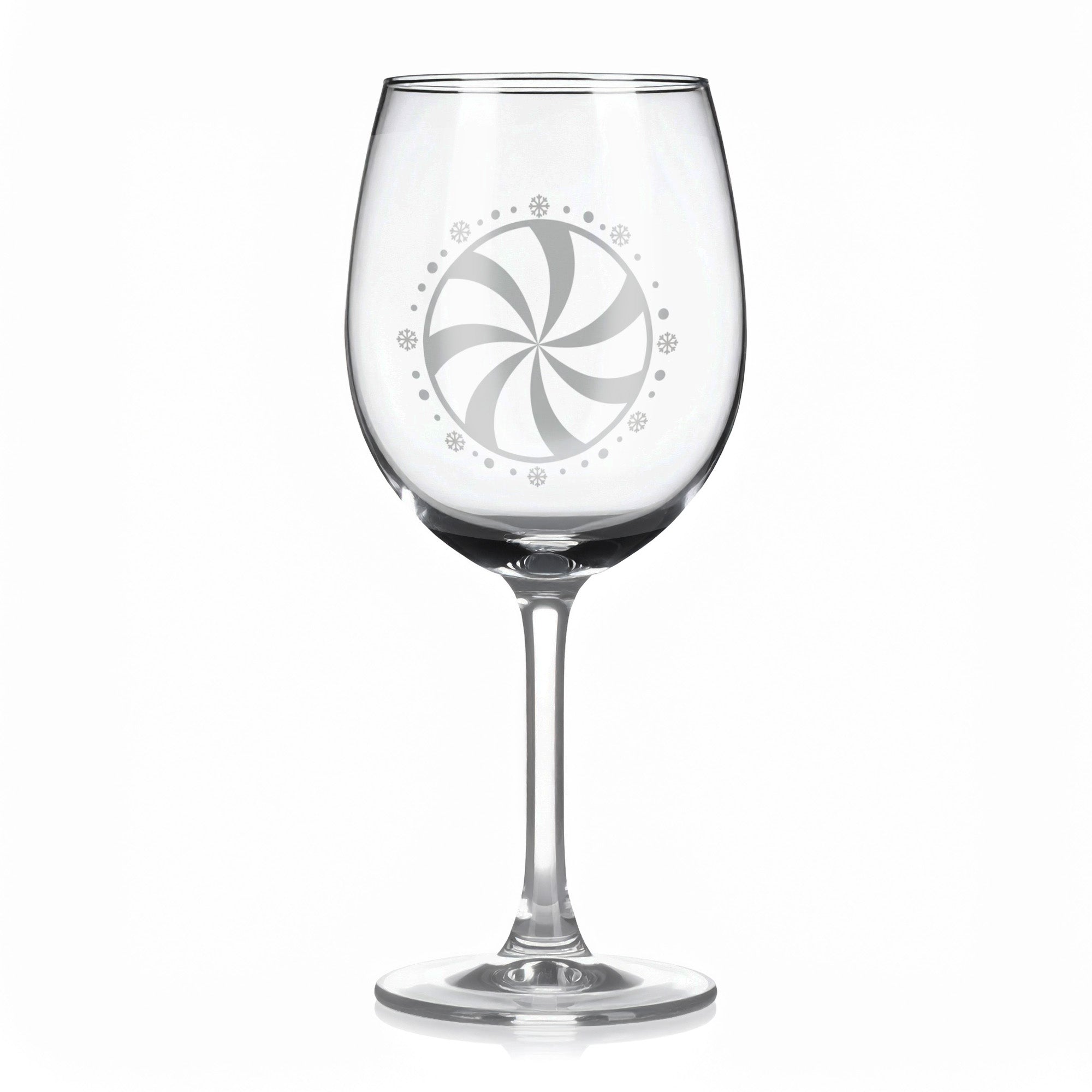 Sklenice na víno s gravírovaným motivem vánočního lízátka – spirály