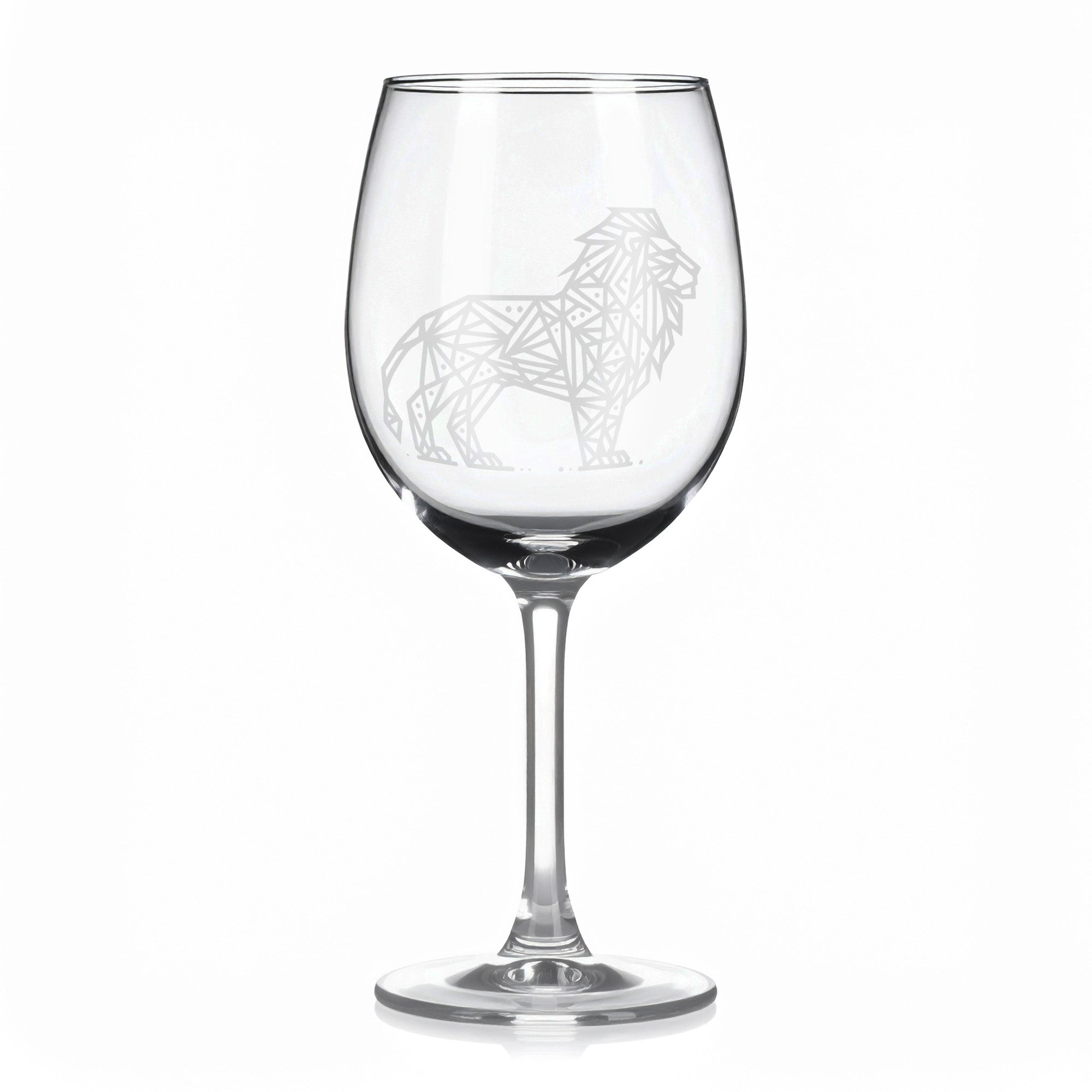Sklenice na víno s geometrickými motivy zvířat – lev (celý)
